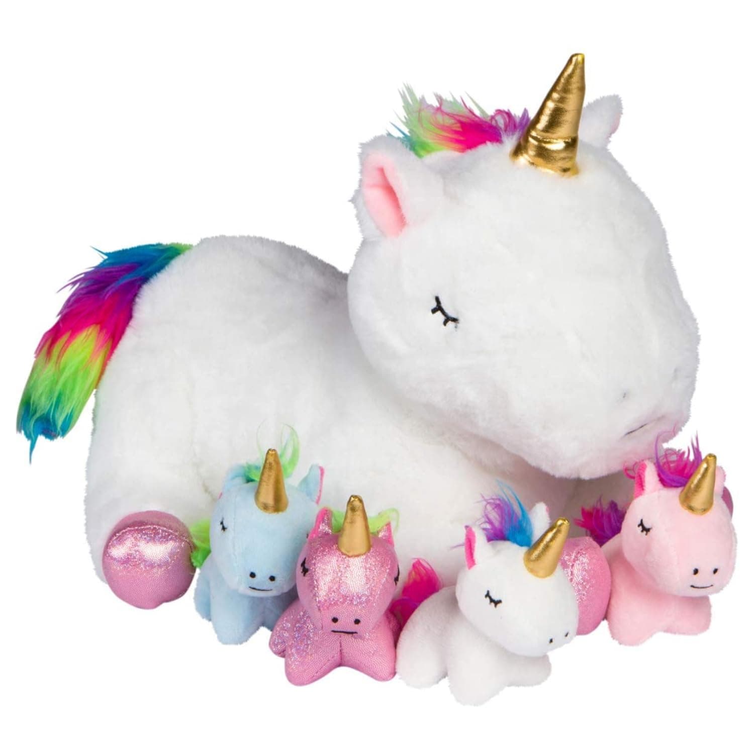 PixieCrush Unicorn Stuffed Animals for Girls, Set of 5 - Mommy with Babies - ...