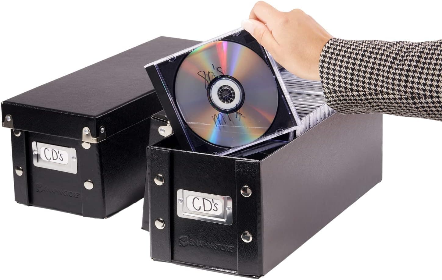 Snap-N-Store CD Storage Boxes, Set of 2 Boxes, Black (SNS01617)