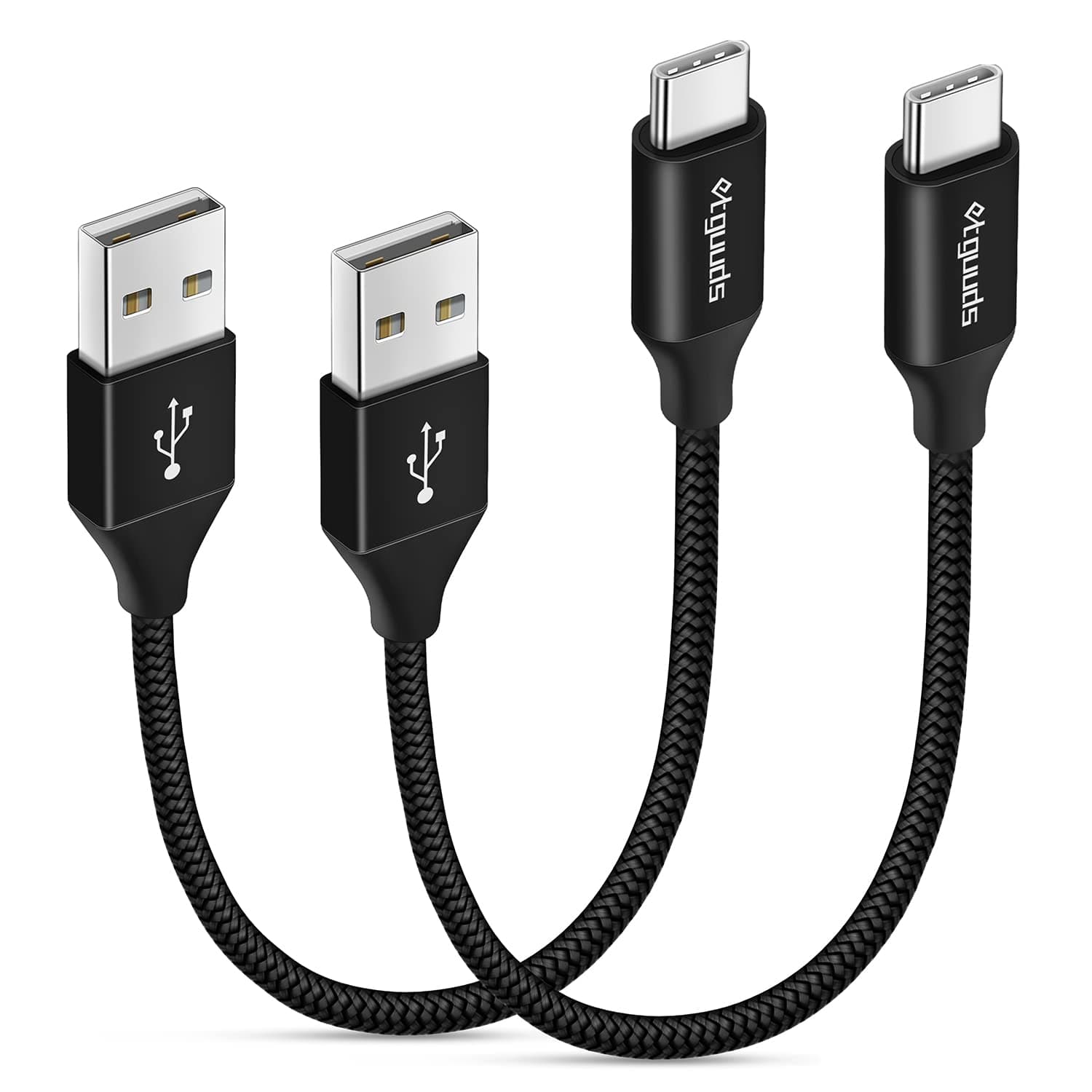 etguuds USB to USB C Cable 0.5ft, 2-Pack Short USB A to Type C Charger Cord Fast Charging for Samsung Galaxy A17 A16 A15 A26 A36 A56, S25 S24 S23 S22 S21 S20 S10 Note 20, for iPhone 17 16 15, Moto