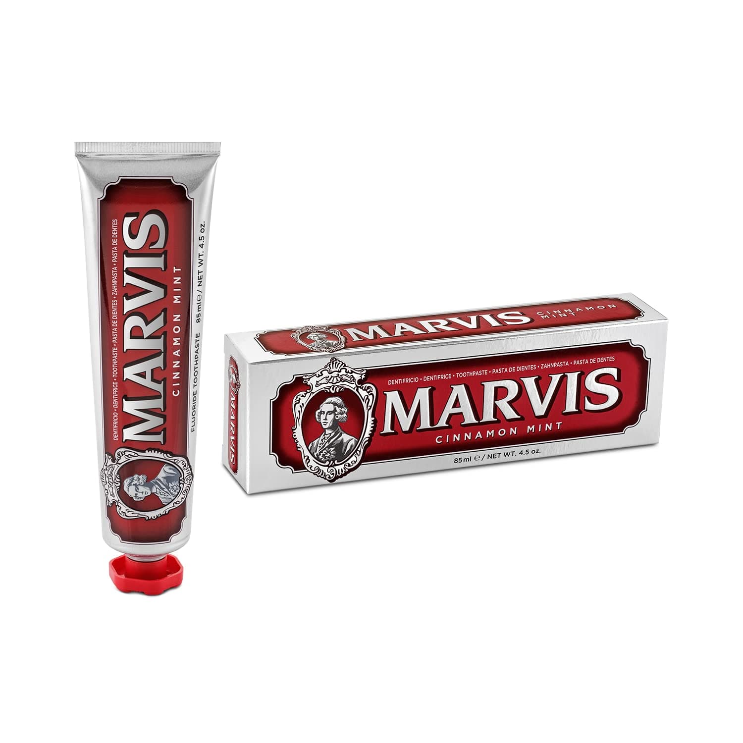 Marvis Cinnamon Mint Toothpaste, 85 ml, Sensational Flavoured Toothpaste Helps Remove Plaque & Promote Healthy Gums with Long-Lasting Freshness