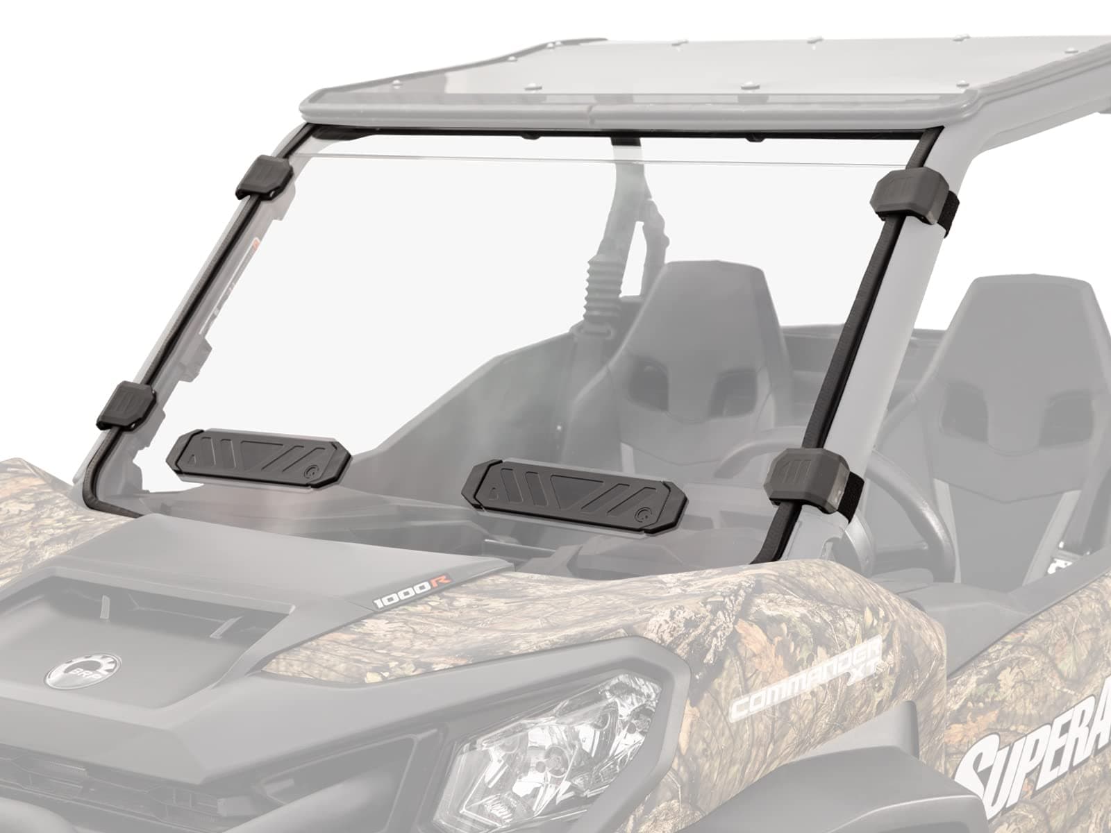 SuperATV Vented Full Front Windshield for 2021+ / 2022+ Can-Am Commander | 1/4" Polycarbonate | XR Optic Hard Coating | Scratch-Resistant | 3 Vent Positions | Includes Pre-installed Bulb Seal