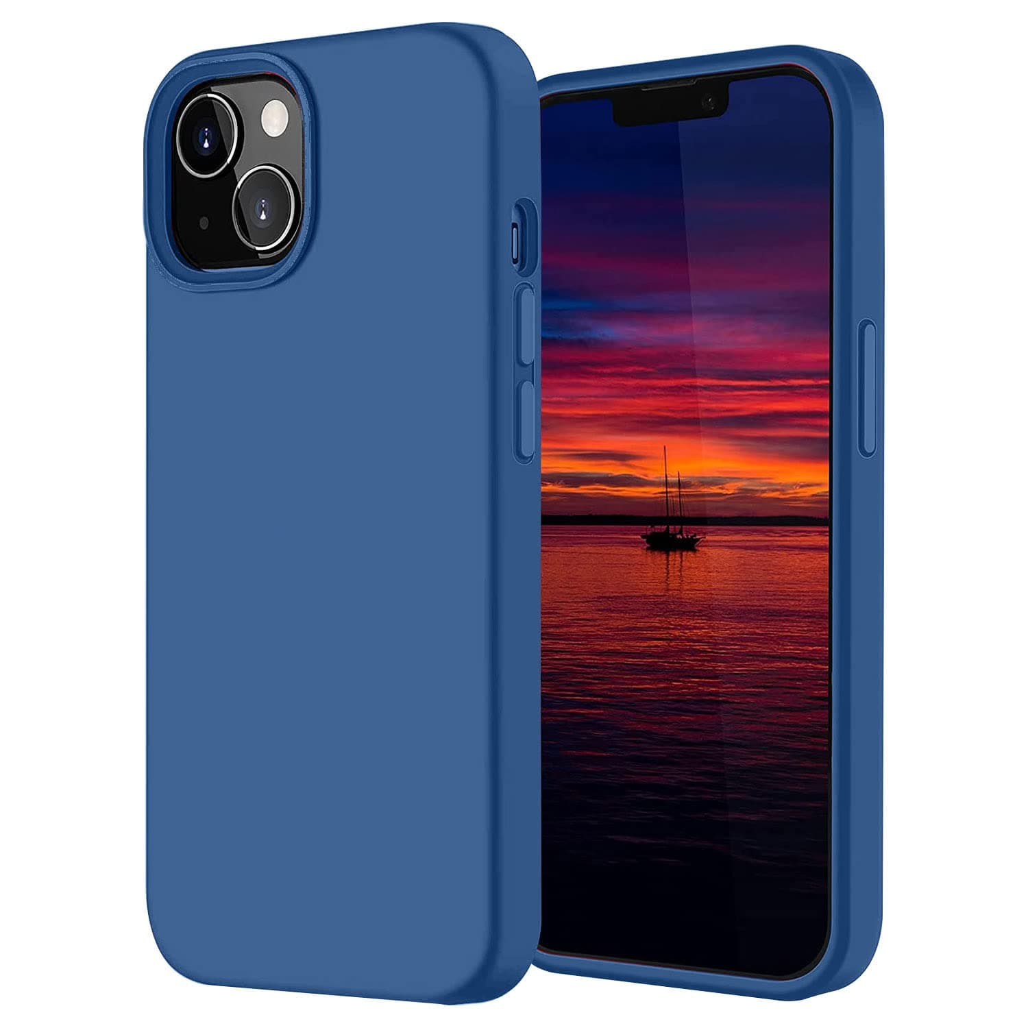 LIRAMARK Liquid Silicone Soft Back Cover Case for Apple iPhone 13 Mini (5.4 Inch) (Oriental Blue)