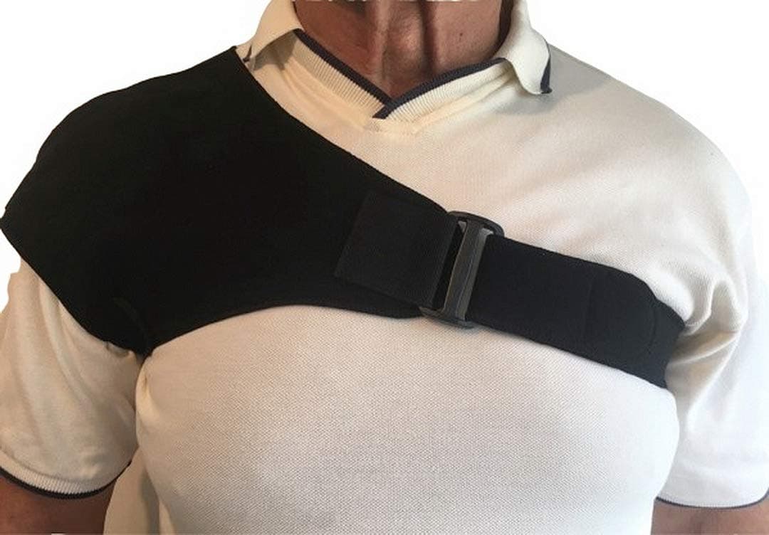 NMT Shoulder Brace ~ Arthritis, Joint, Pain Relief, Support ~ Adjustable Strap Wrap for Men and Women ~ Natural Physical Therapy ~ New Black Tourmaline Healing Remedy