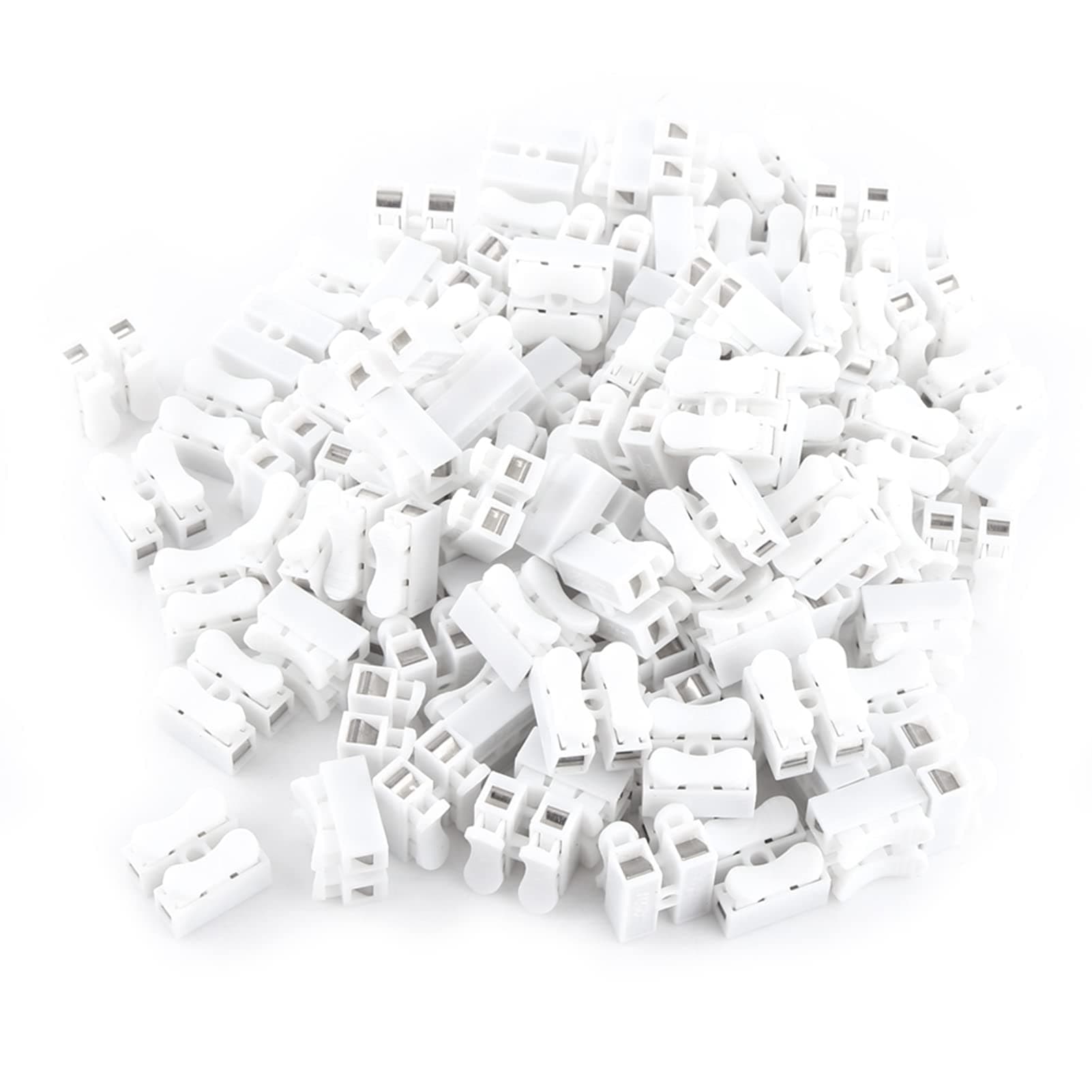 100pcs 5A 220V 2 Pin Push Quick Wire Cable Connector White Wiring Terminal LED Strip Light Wire Connector