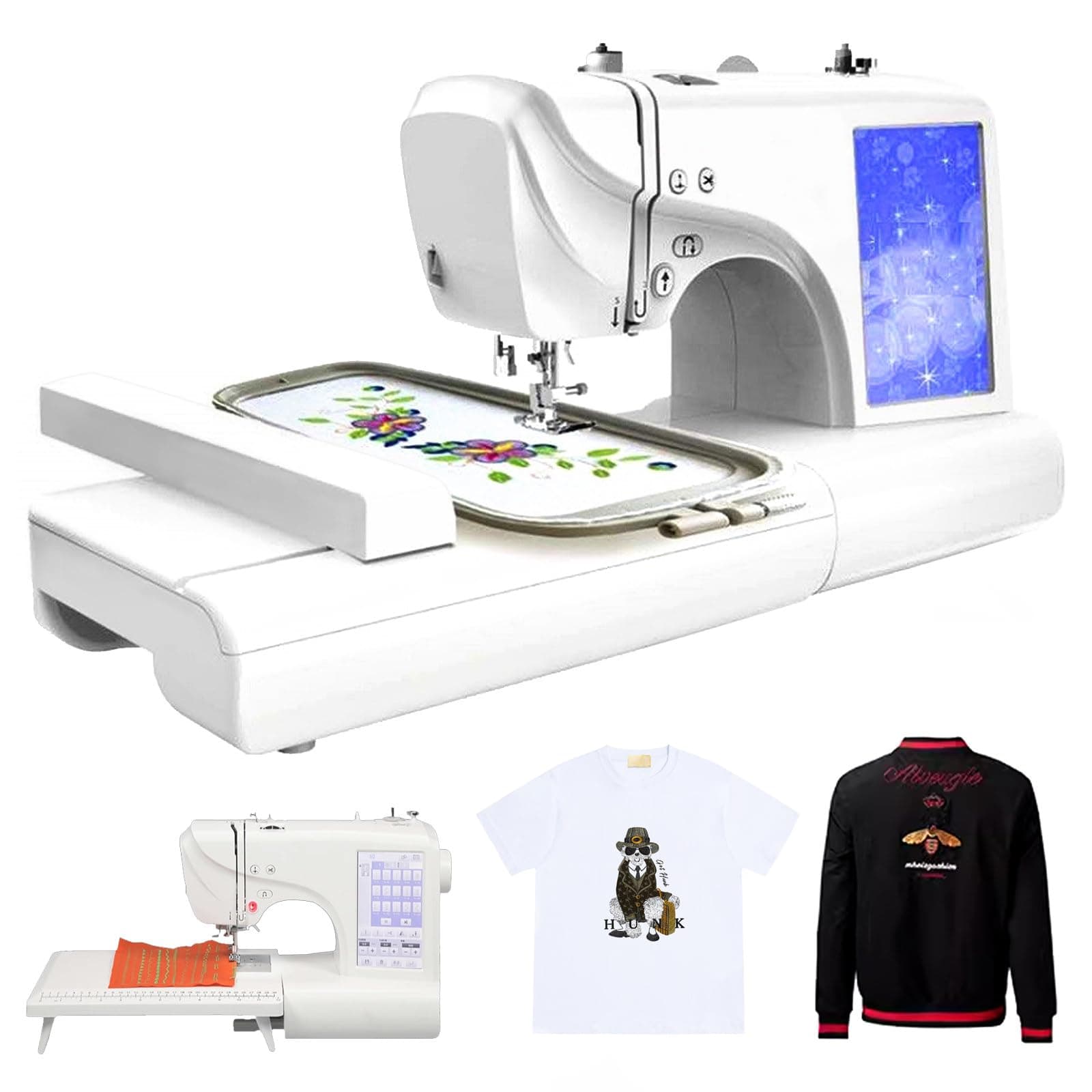 Computerized Sewing & Embroidery Machine for Home, 132 Stitches, 398 Built-In Designs, USB Transfer, 11 Language Switching, 7'' Digital Screen Embroidery Machine for Beginners