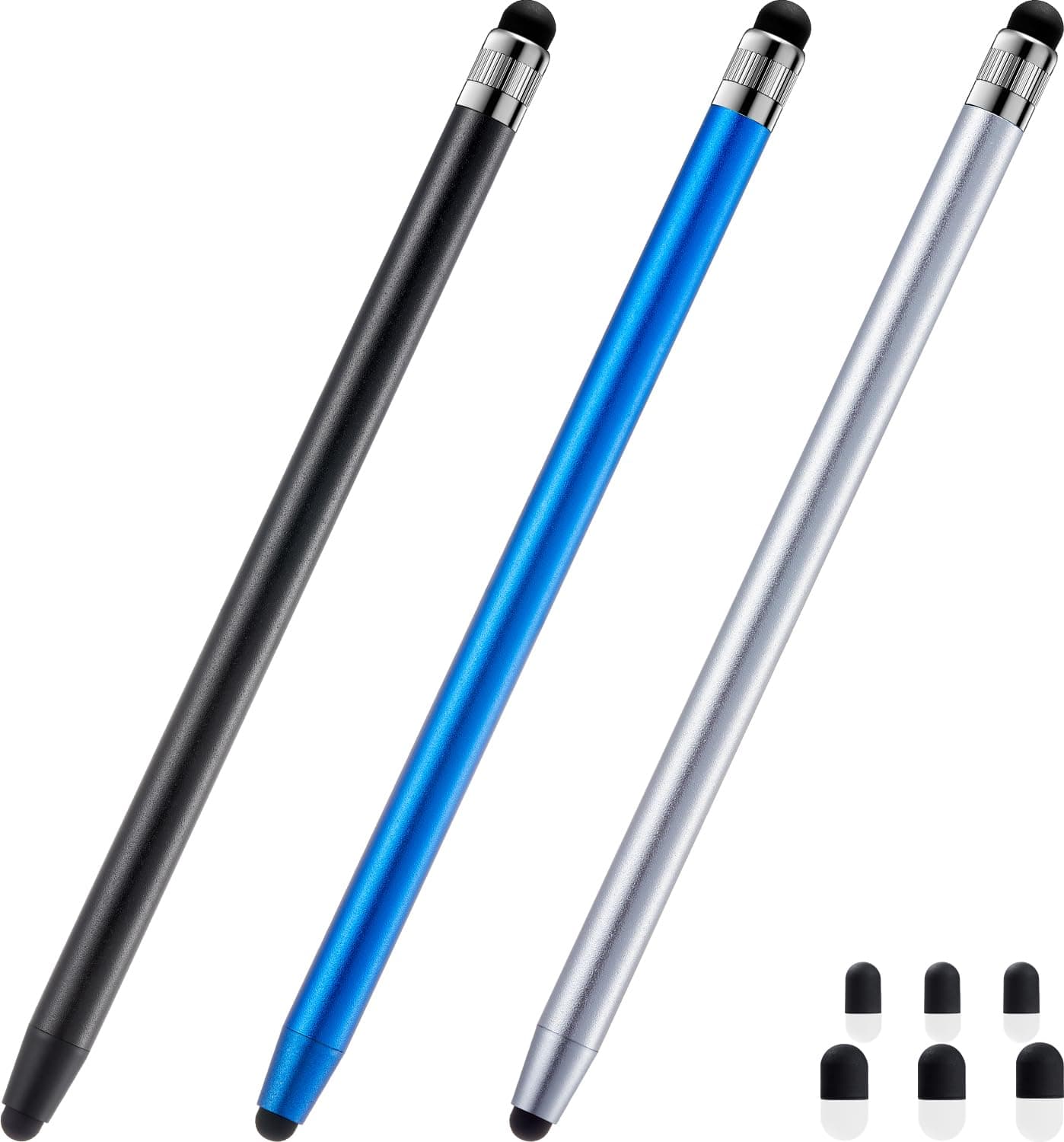 Stylus Pen for Touchscreen, 3pcs High Sensitivity and Precision Stylus Pen for iPad iPhone Android and All Touch Screens (Black/Silver/Blue)