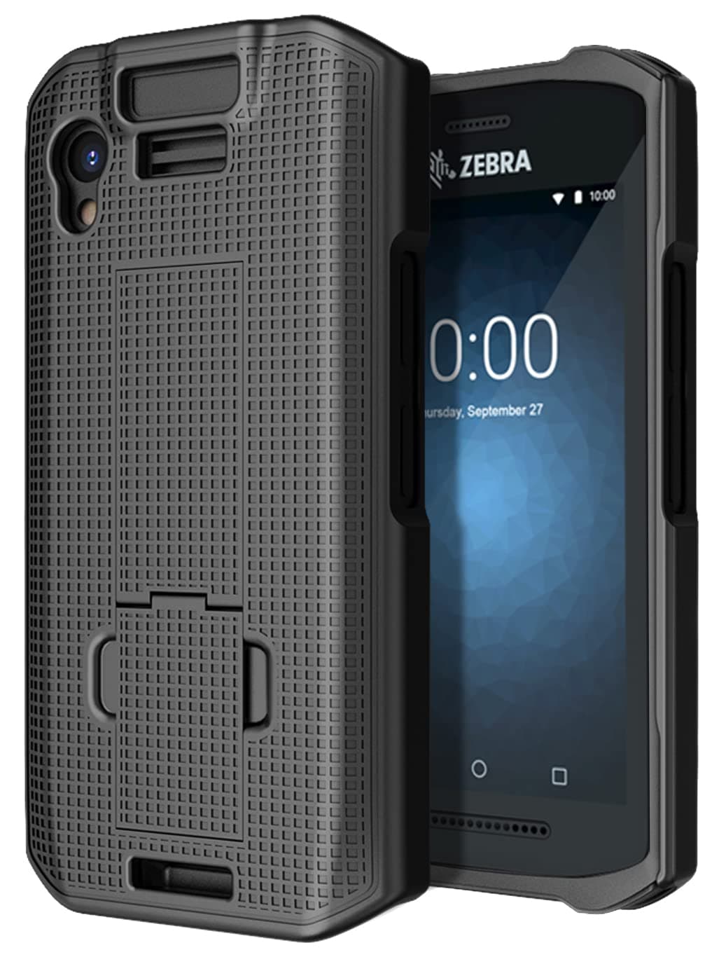 Case with Stand for Zebra TC21 TC26 Mobile Computer Scanner, Textured Slim Hard Shell Protector Cover with Kickstand - Black