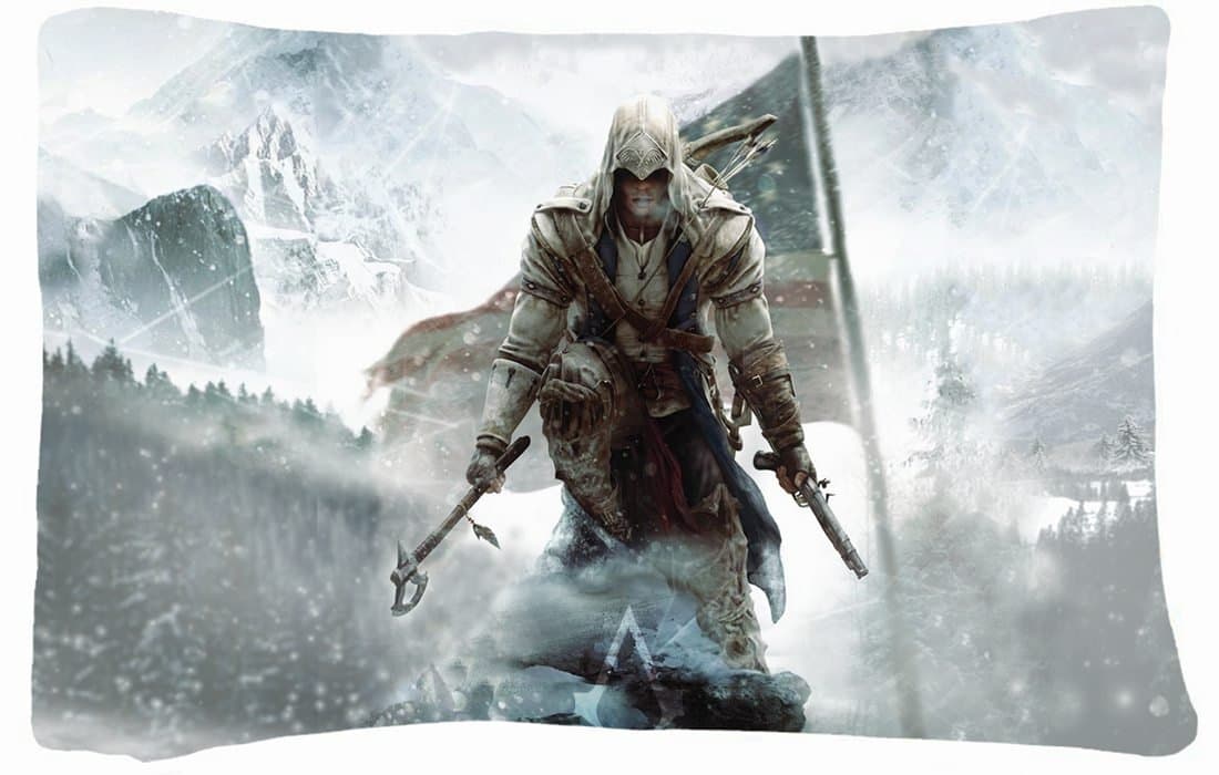 Microfiber Peach Standard Soft And Silky Decorative Pillow Case (20 26 Inch) - Nature Mountains Video Games Mountains Winter Snow Assassin Assassins Creed Flags Tomahawk Assassins Creed Ratohnha Nature Mountains