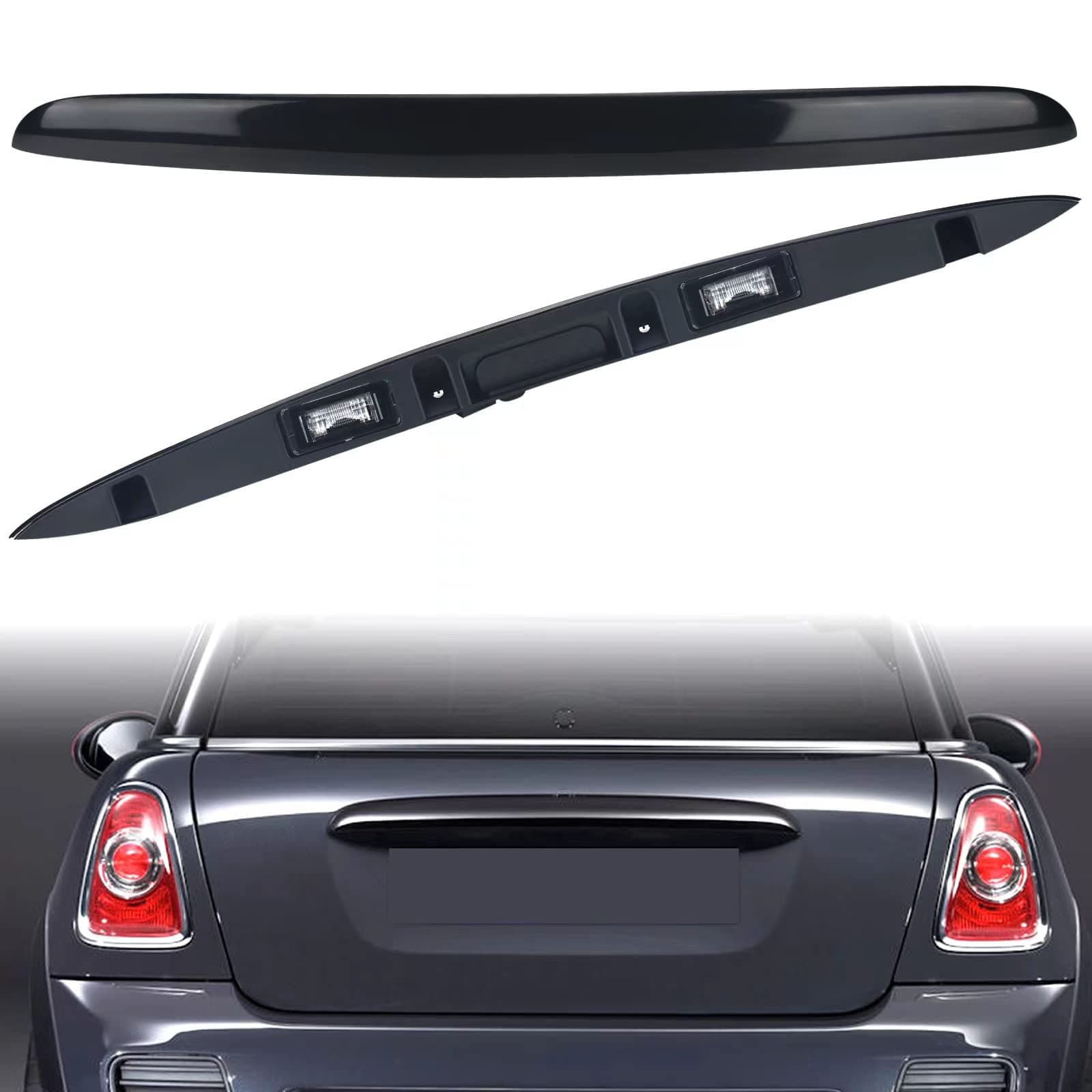 Black Rear Trunk Hatch Handle With Lamp, Tailgate Trim Lid Trunk Liftgate Pull Handle Compatible With BMW Mini Vehicle 2005-2015 Cooper R56 R57 Series, Replace#51132753602 - Backhatch Release Handle