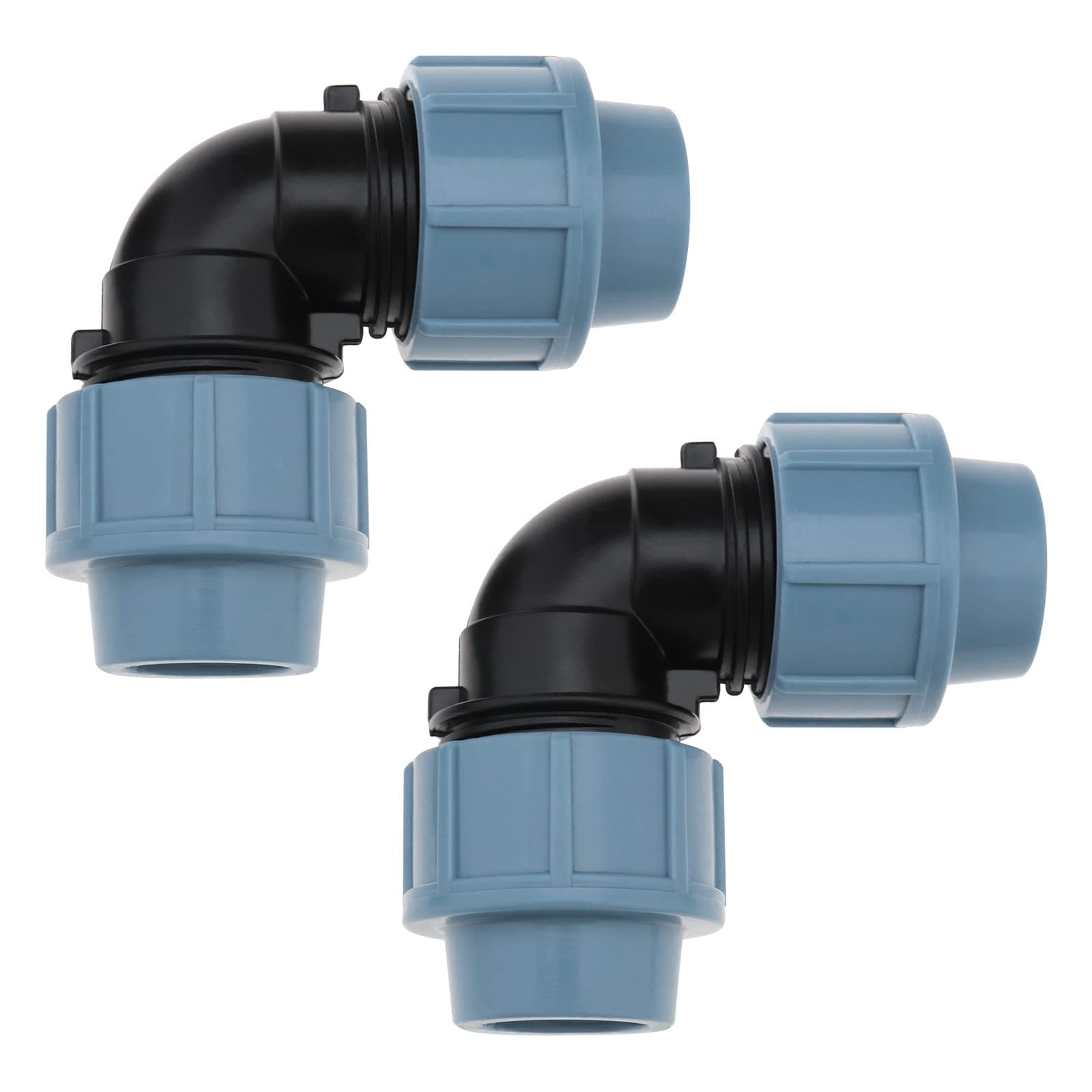 2Pcs Water Pipe Elbow Replacement Water Pipe Quick Couplings 90 Degree Plastic Compression Fittings Accessories for Irrigation System 20mm