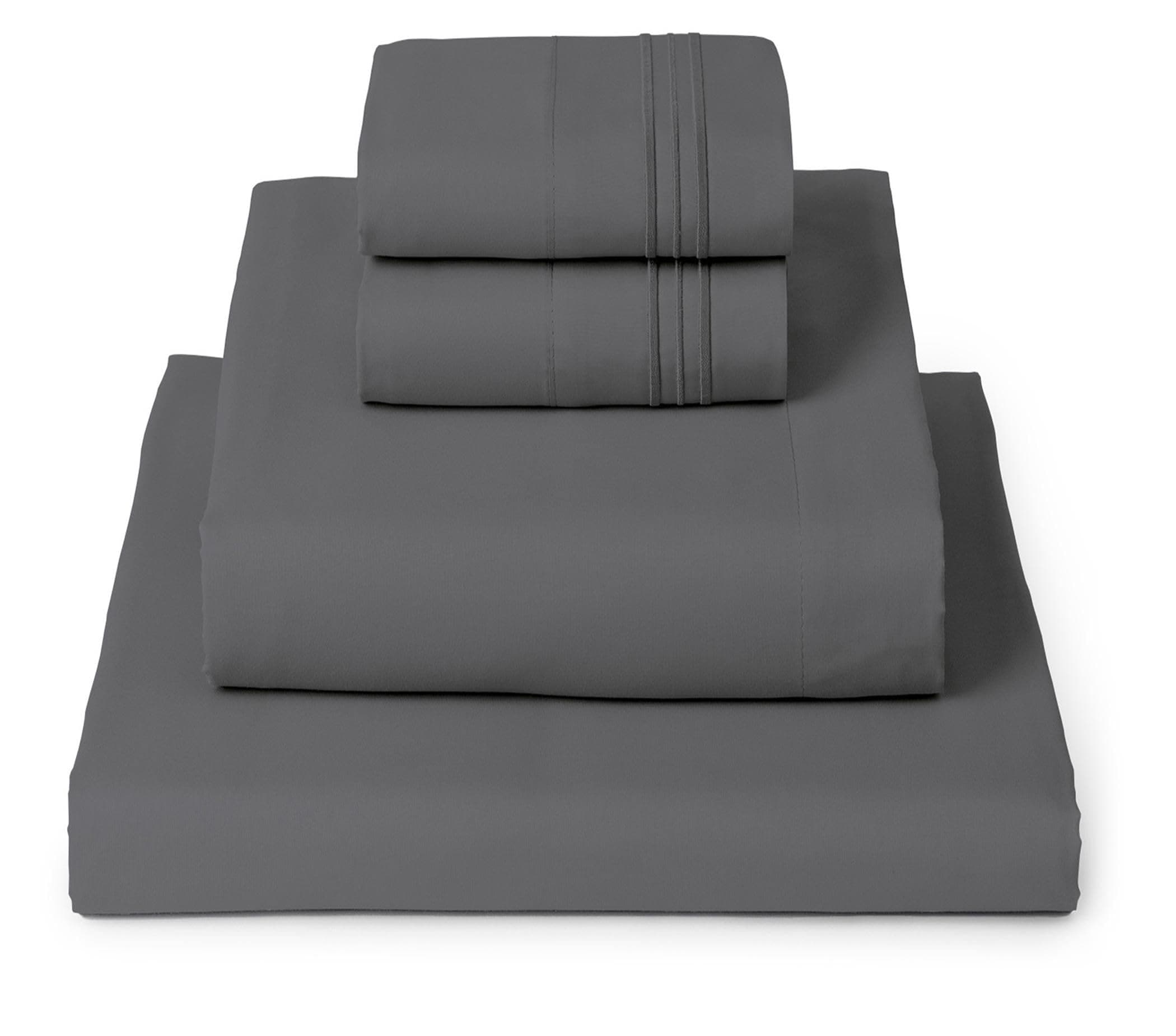 Mellanni Queen Sheets Set - 4 PC Iconic Collection Bedding - Hotel Luxury, Extra Soft, Cooling Bed Sheets - Wrinkle, Fade, Stain Resistant (Queen, Gray)