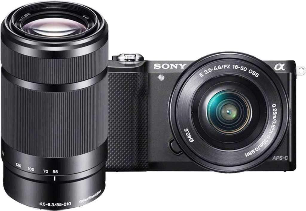Sony Alpha 5100 Systemkamera mit ultraschnellem Hybrid-AF (180° drehbares 7,62 cm (3 Zoll) LC-Display, 24,3 Megapixel, Exmor APS-C Sensor, Full HD Video) inkl. SEL-P1650 und SEL-55210 schwarz
