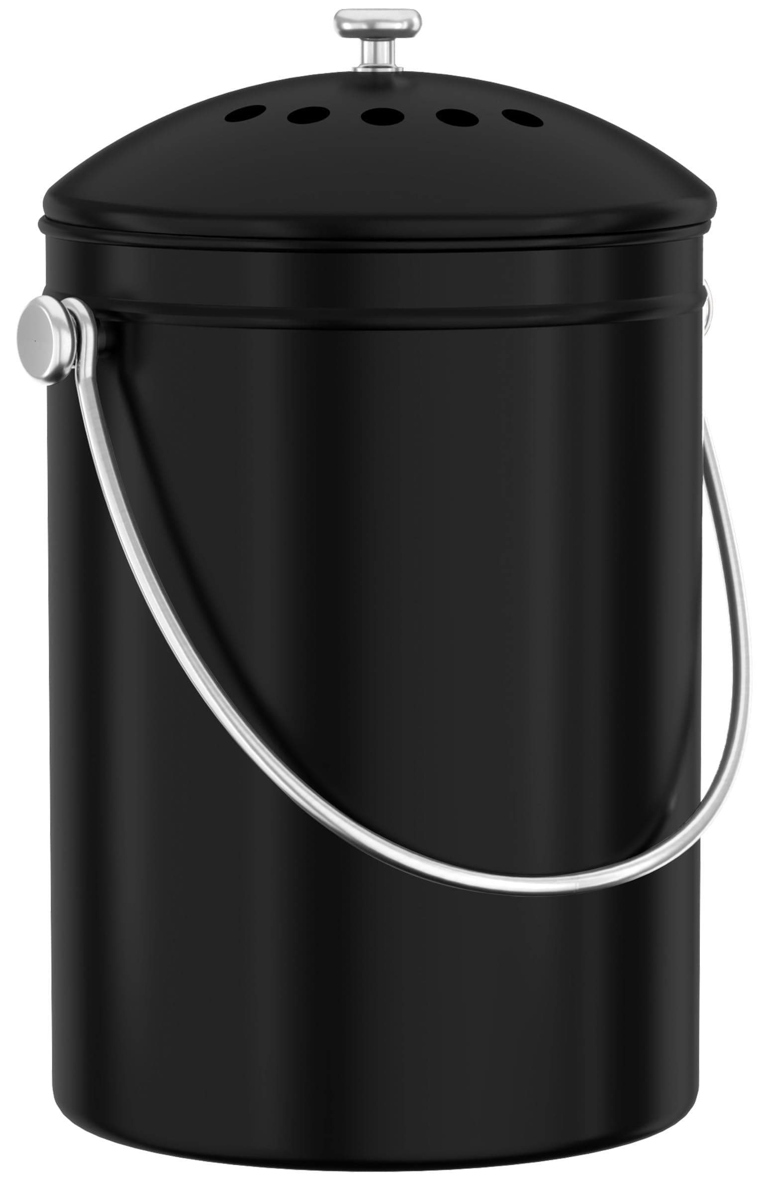 Compost Bin for Kitchen Countertop, 1.3 Gallon Compost Bucket for Kitchen with Lid, Includes 1 Spare Charcoal Filter (Black)