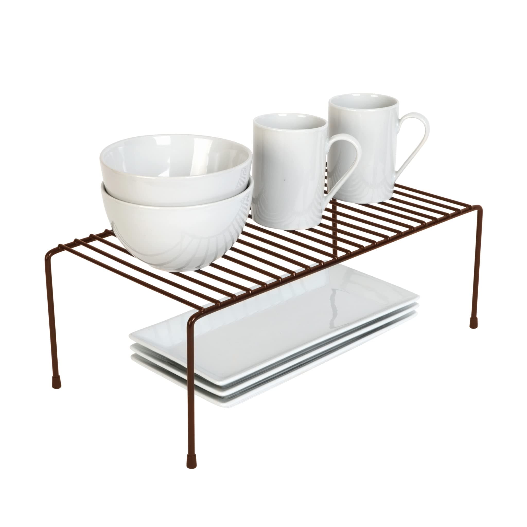 Smart Design Classic Storage Shelf – Large (8.5 x 16 in.), Bronze – Sturdy Steel Pantry Organizer with Rust-Resistant Finish and Non-Slip Feet for Easy Home Organization and Storage