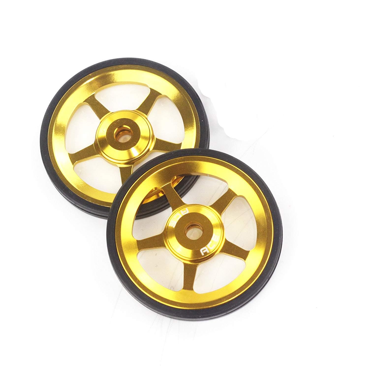 2pcs ACE Alloy Easy Wheels Easywheel for Brompton Folding Bike Dino Kiddo(Gold