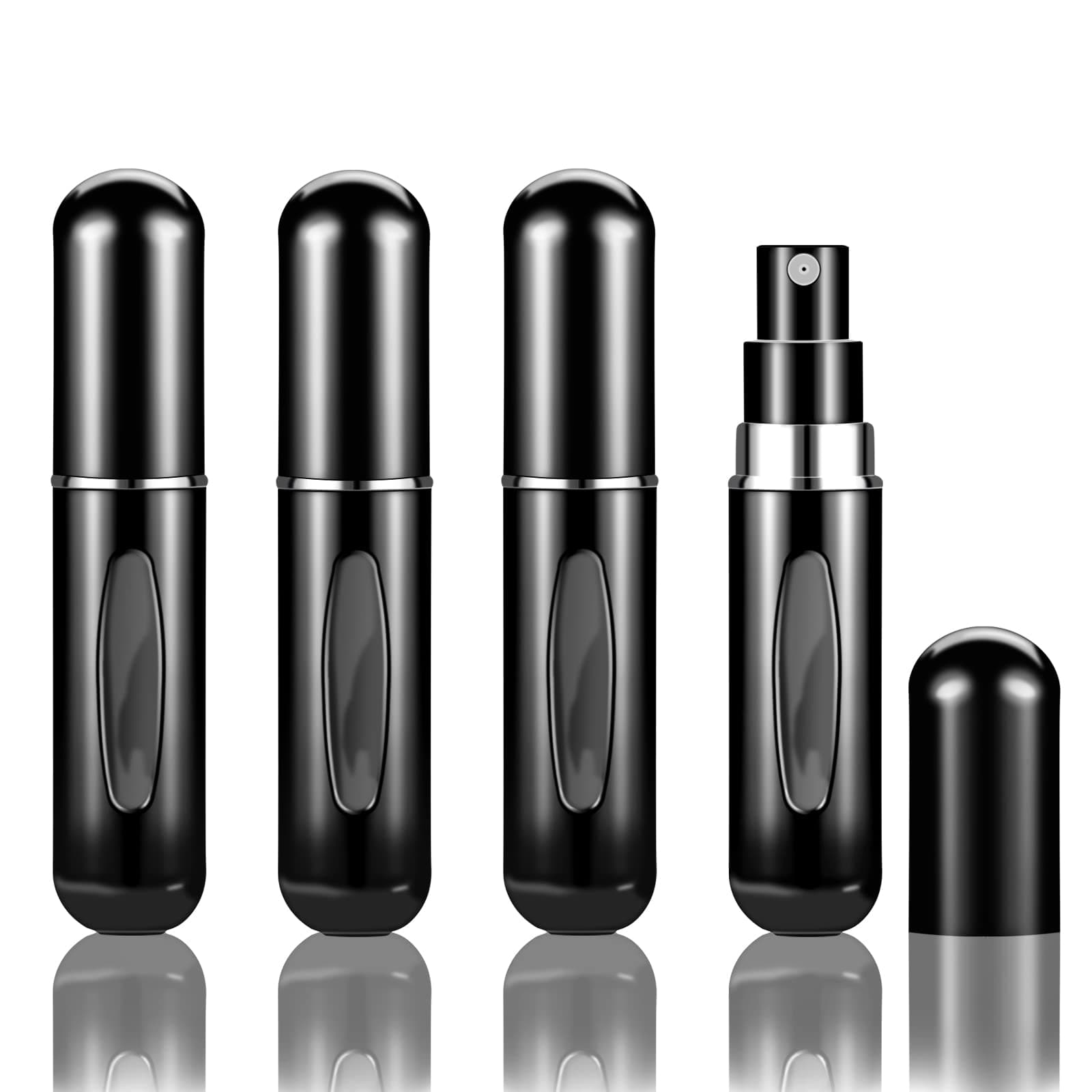 4Pcs Refillable Travel Size Perfume Atomizer Bottles,Portable Mini Separate Perfume Bottle,Travel and Outings Spray Boxes Dispensers 5ml/0.2oz(Black)