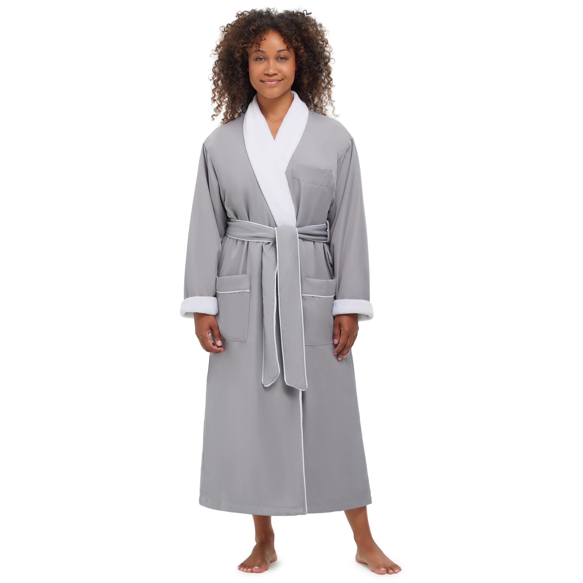 MONARCH Unisex Plush Lined Microfiber Bath Robe - Soft Shell with Polyester Lining, Resort-Grade Hotel & Spa Robe with Pocket