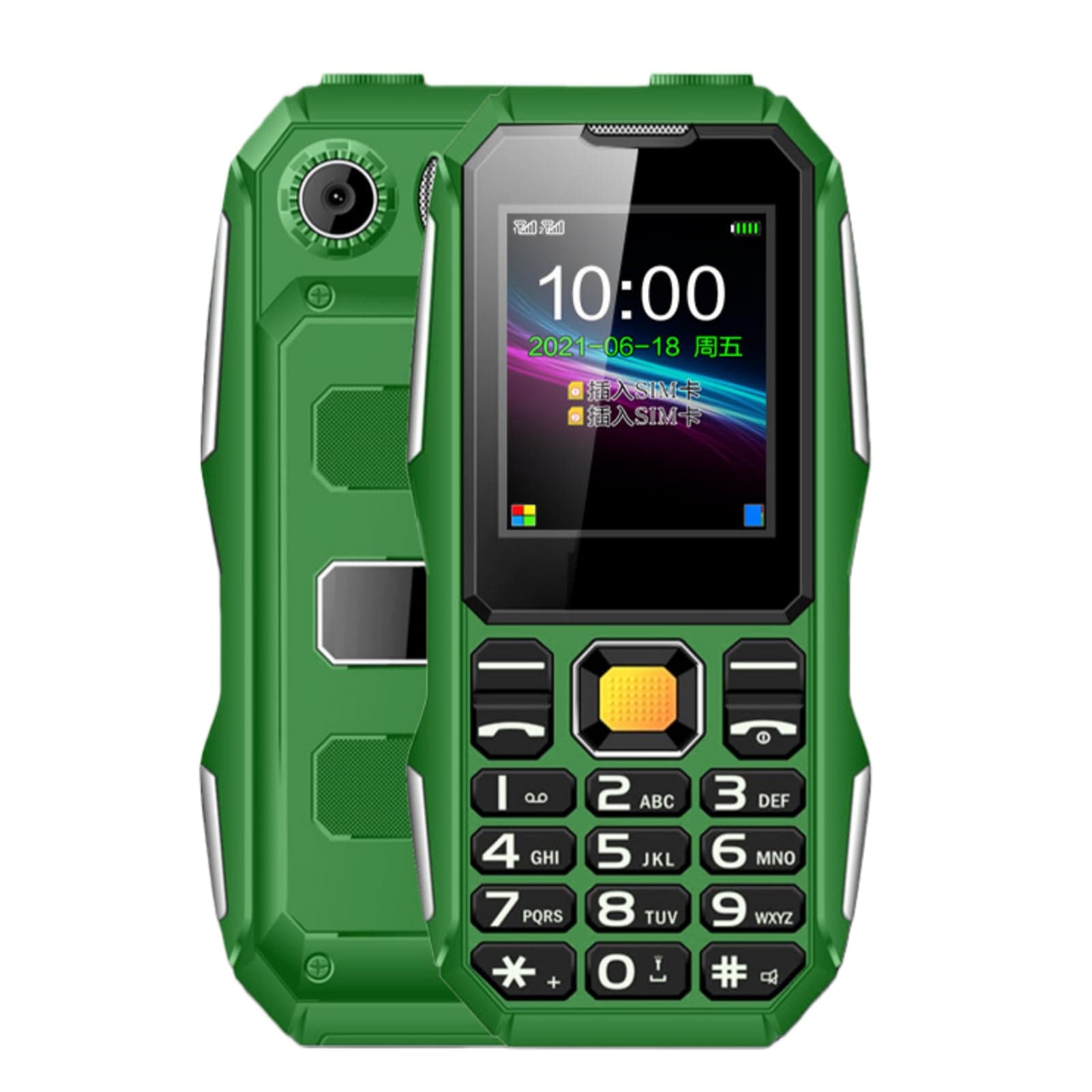 Tangxi Mini Rugged Cell Phone for Senior, 1.8 Inch Drop Proof and Dust Proof Outdoor Mobile Phone, 5800mAh Battery 32MB Unlocked GSM Cell Phone (OD Green)