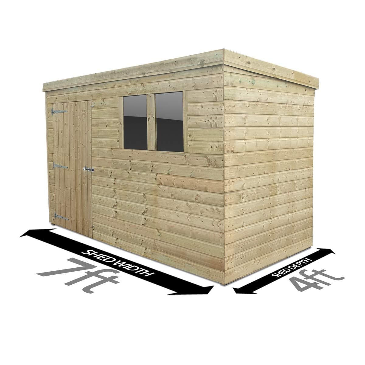 Total 7ft x 4ft Pent Garden Timber Shed