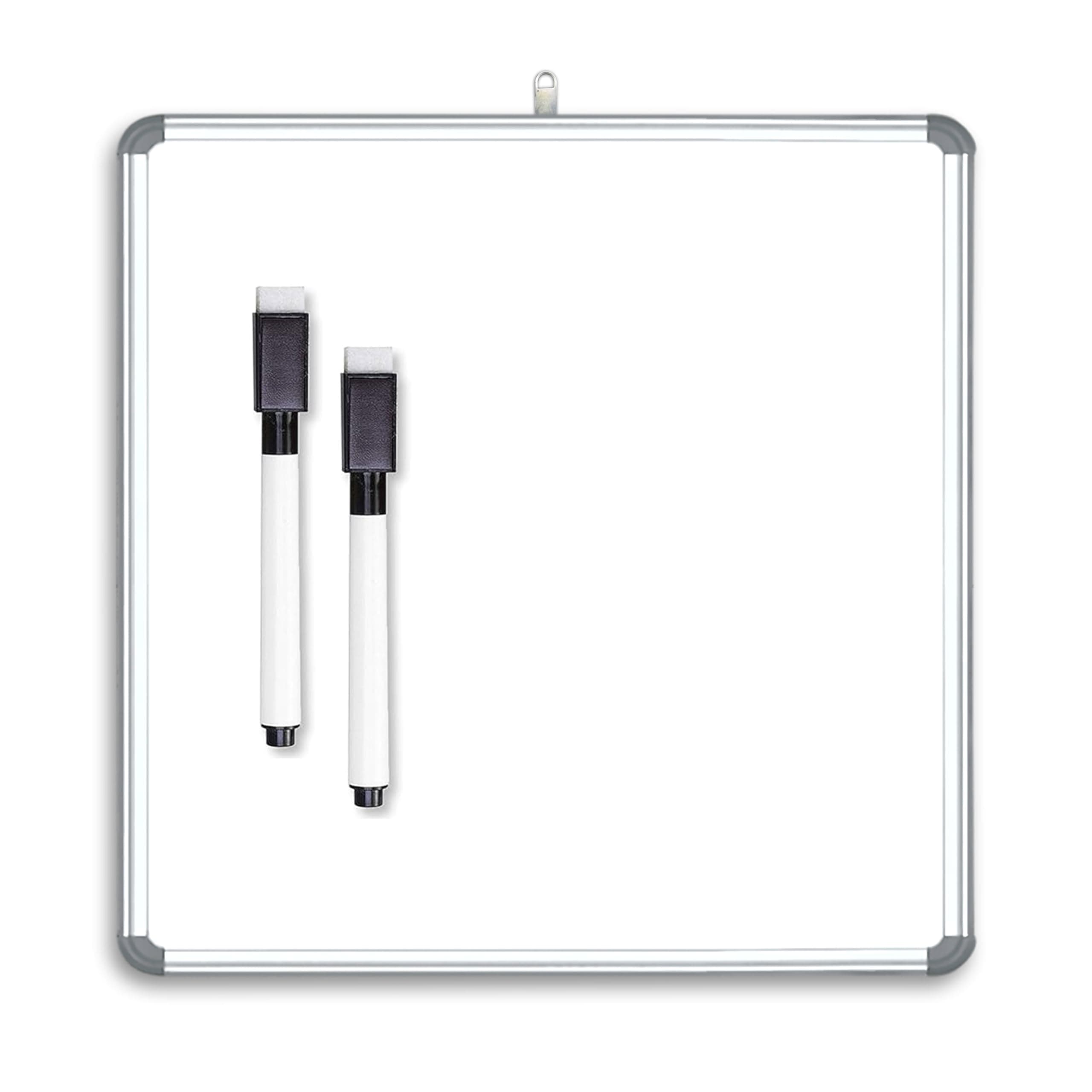 White Board Double- Sided Non Magnetic Writing Black Board Along with 2 Marker & Duster for Kids, Students, and Office Use (1 Ft by 1 Ft)