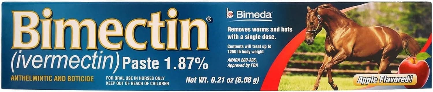 Bimeda BIMECTIN IVERMECTIN 1.87% Paste WORMER PARASITES Apple Horse OTC (1 Tube)