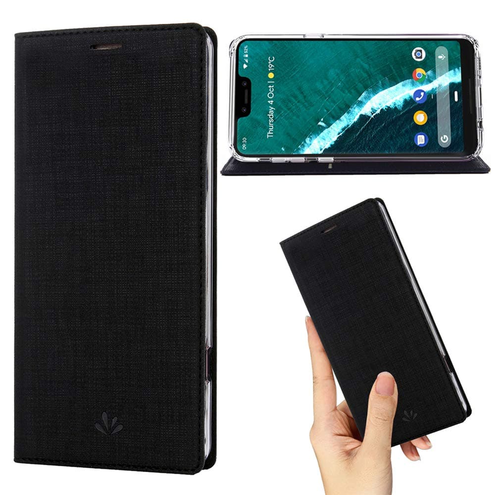 weier Flip Case for Google Pixel 3 XL, Premium Thin Case Wallet with Card Holder Stand Design Clear TPU Bumper Full Body Protective Leather phone Cover for Google Pixel 3 XL (Google Pixel 3 XL, Black)