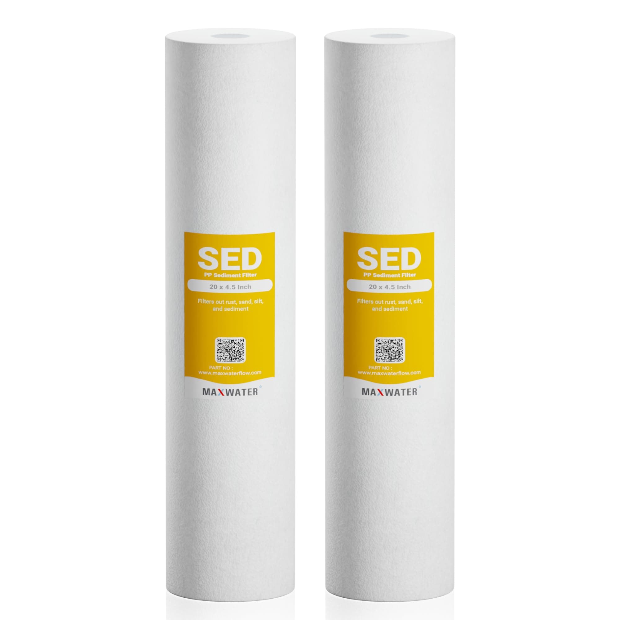 1 Micron 20 x 4.5 Sediment Water Filter Cartridge - Whole House Water Filter Replacement Cartridge for Well Water System Compatible with DGD-5005-20, FP25B, AP810-2, FPMB5-20, 2-Pack