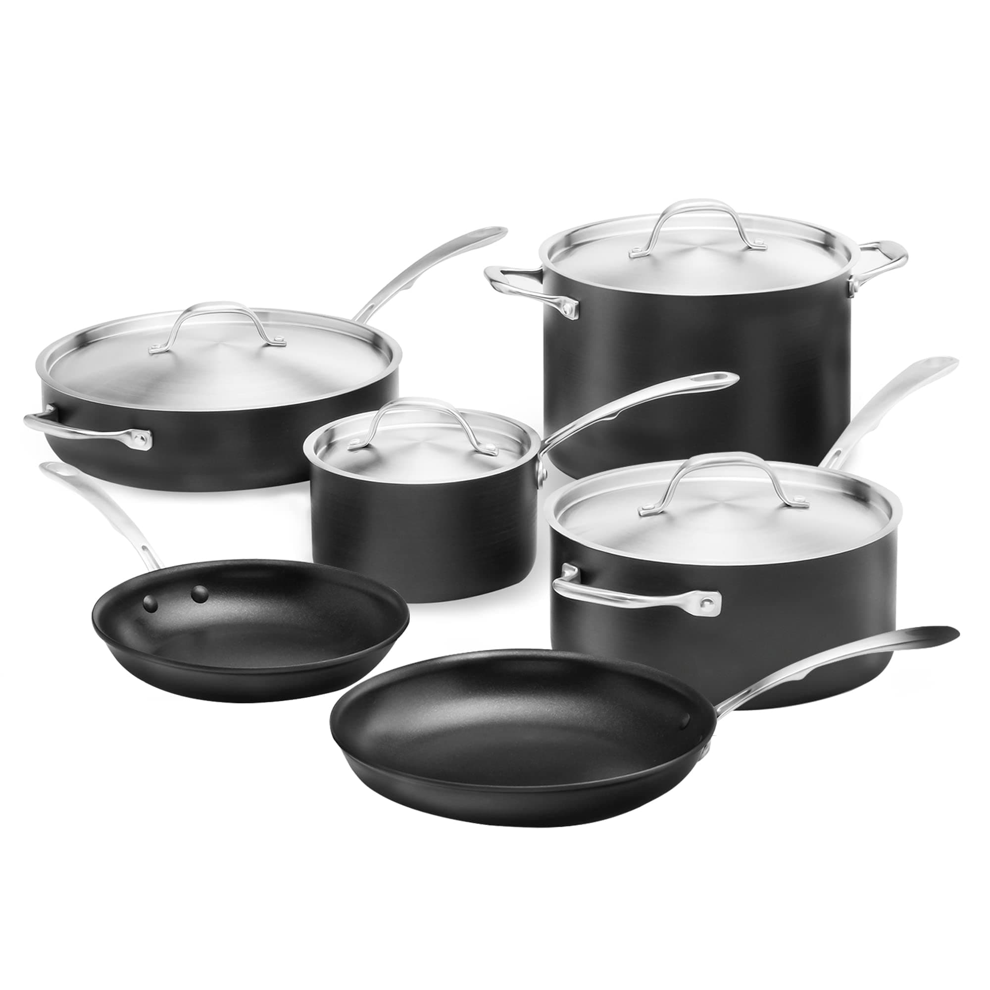 Hard Anodized Non Stick Cookware Set - Nonstick, Oven Safe & Non Toxic Pots and Pans - Professional Chef Quality 10 Piece Set with with Frying Pans, Saucepans, Saute Pan, and Stockpot