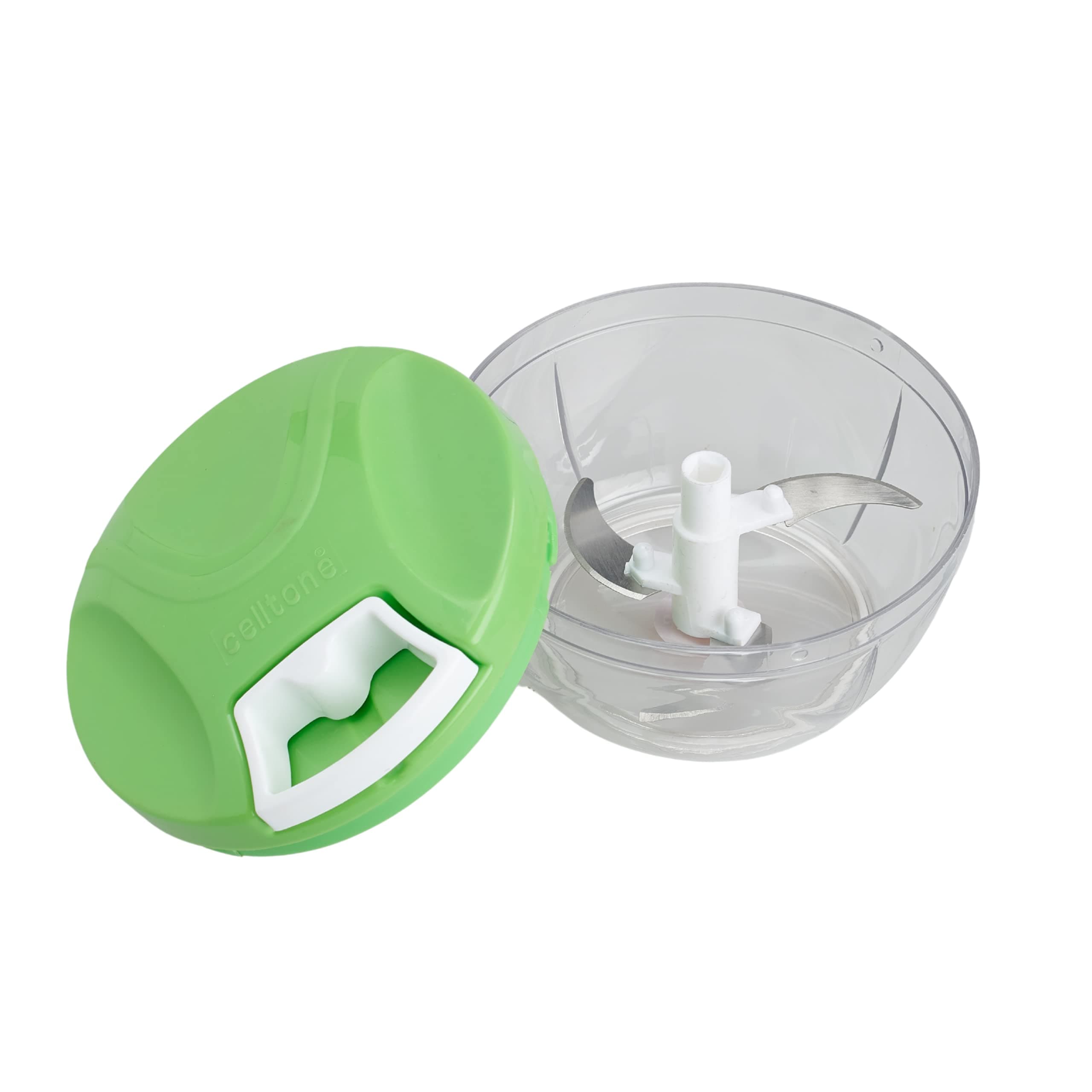 Handy Vegetable Chopper Cutter for Kitchen with 3 Sharp Stainless Steel Blades - Mini Portable Chopper for Fruit, Onion for a Salad with Pull String | Manual Veggie Slicer 500ml (Green)