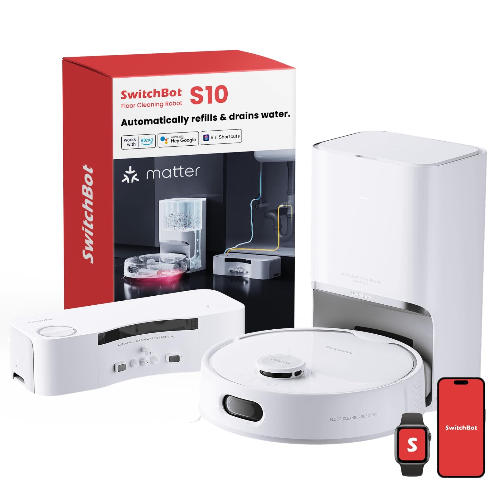 S10 Robot Vacuum and Mop with Dual Stations, Self Draining and Self Refilling, Auto Mop Washing/Drying, Liftable Mop, 6500Pa Suction, Self Emptying for 70 Days Hands-Free Cleaning