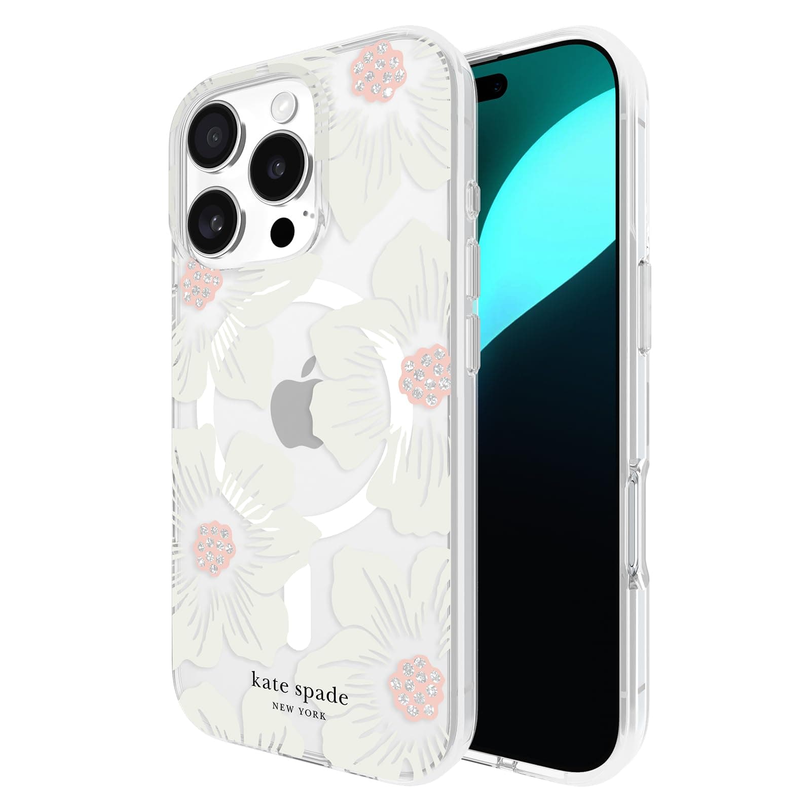 iPhone 16 Pro Case - Compatible with MagSafe - Designer Phone Case - Hollyhock Cream Floral