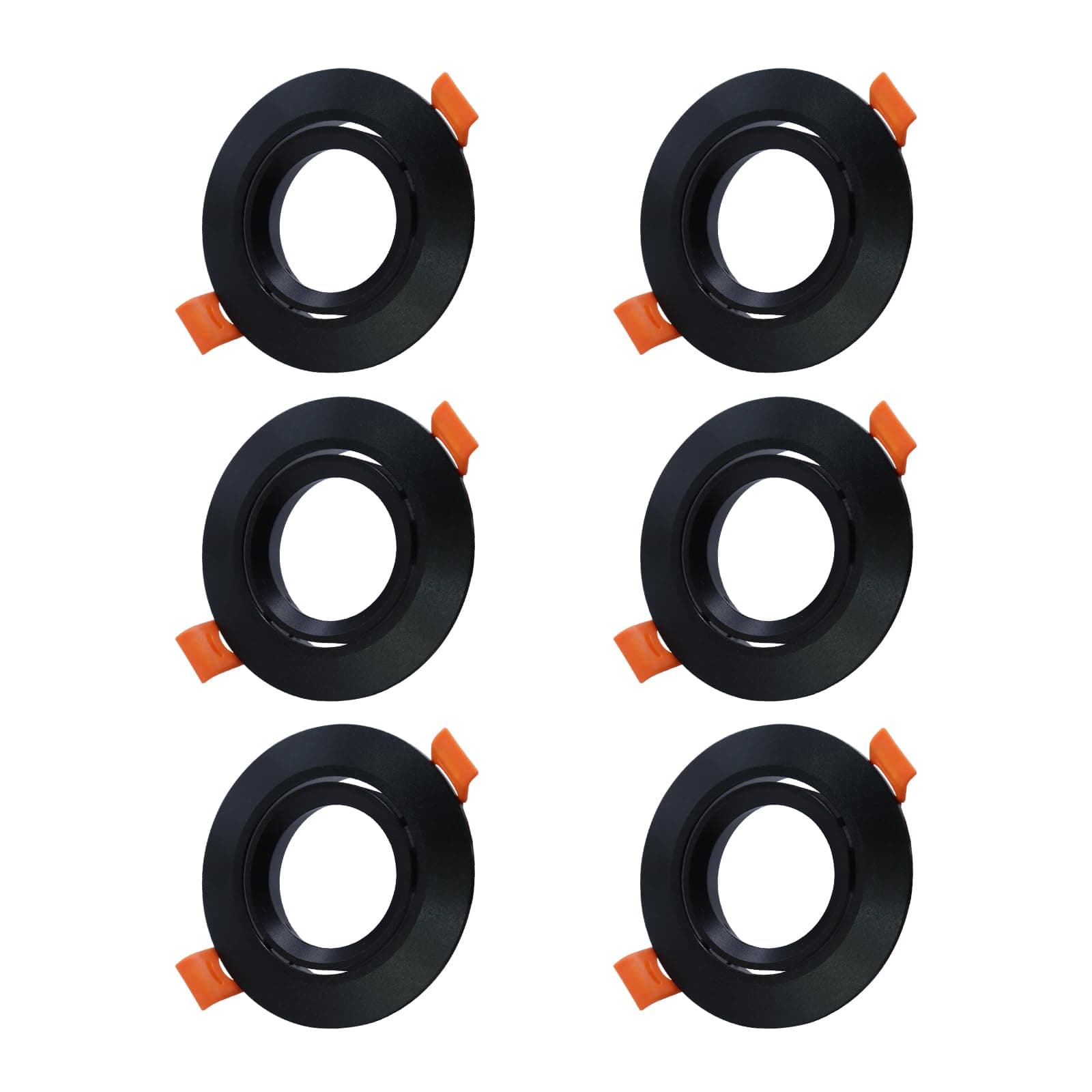 Recessed Mounting Frame Includes GU5.3 MR16 Light Fitting with MR 16 Light Socket Cut Out 70mm (Black-6pack)