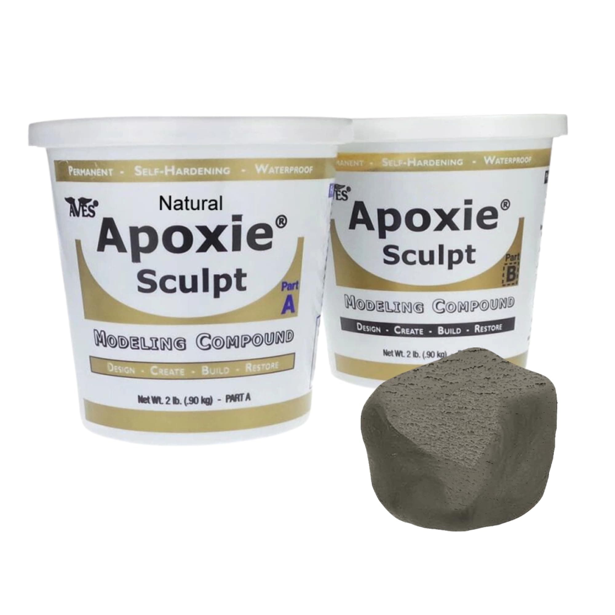 Aves Apoxie Sculpt - 2 Part Modeling Compound (A & B) - 4 Pound, Apoxie Sculpt for Sculpting, Modeling, Filling, Repairing, Easy to Use Self Hardening Modeling Compound – Natural