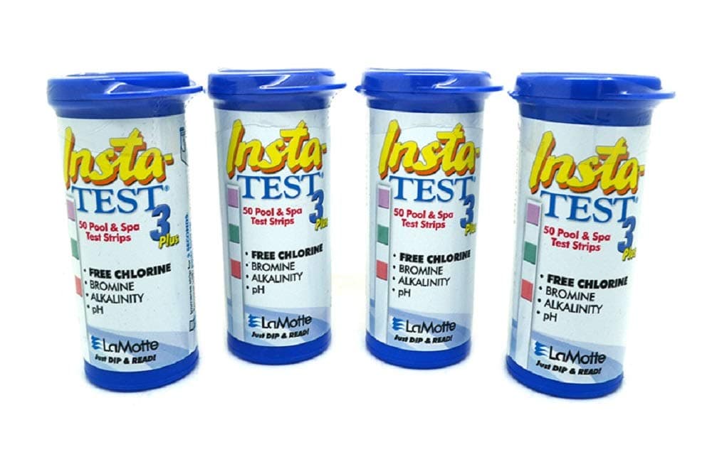 LaMotte 3-Way Insta Test Strips Plus for Swimming Pool & Hot Tub Spa - Chlorine or Bromine, pH and Total Alkalinity 4 x 50