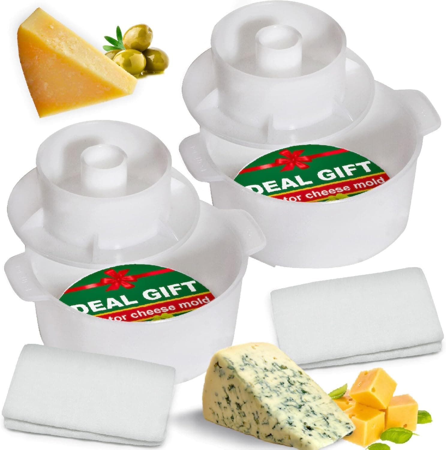 2 pcs Cheesemaking Kit Butter Punched ?heese Maker Press Strainer cheese With Follower Piston 1.5 L Tofu Press Maker Cheese Making Kit Machine