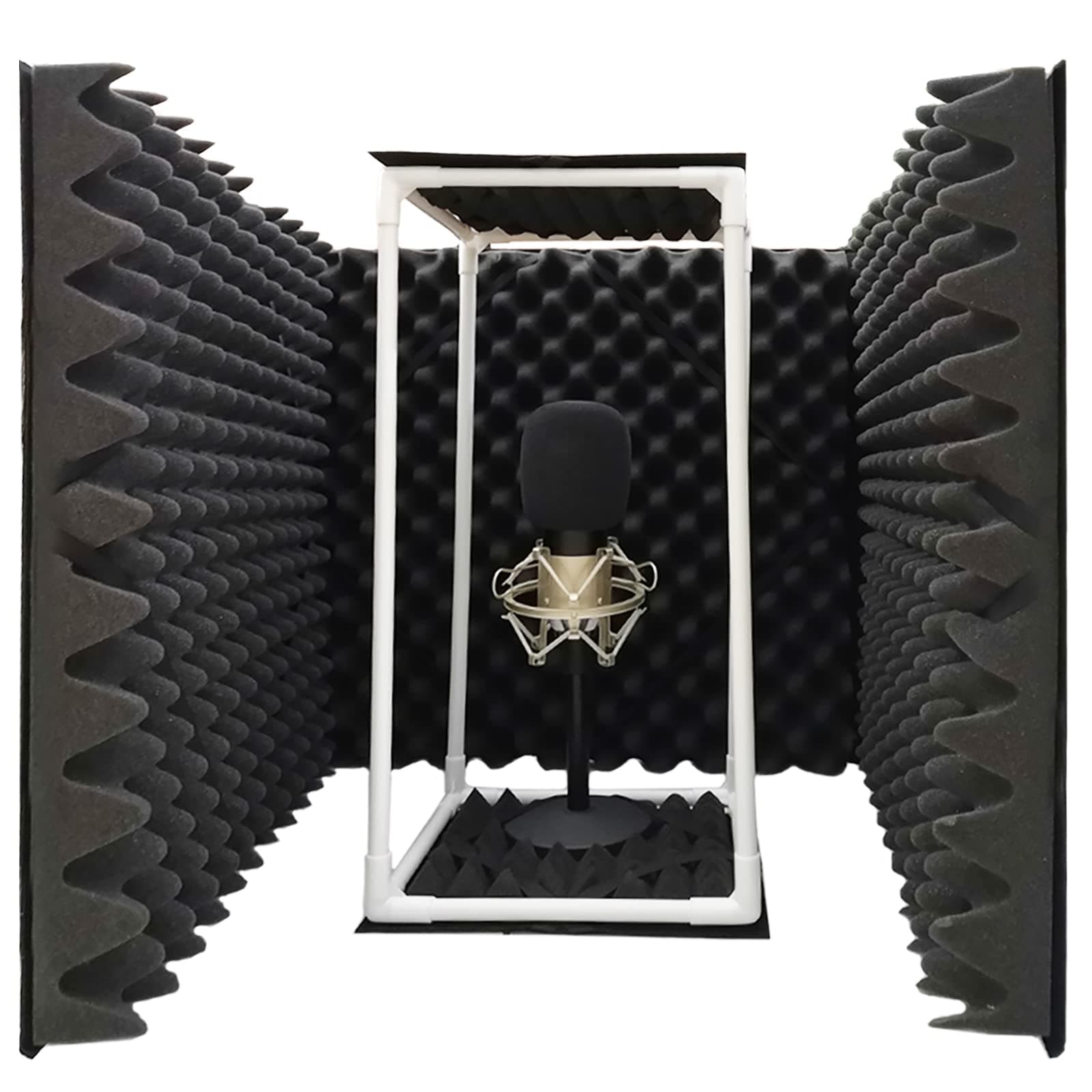 TroyStudio Microphone Isolation Shield, Reflection Filter for Desk Use, Large, Foldable, Work with All the Desk Mics, Recording Music Studio Vocal Booth, Sound Talk Box Podcast Streaming Equipment