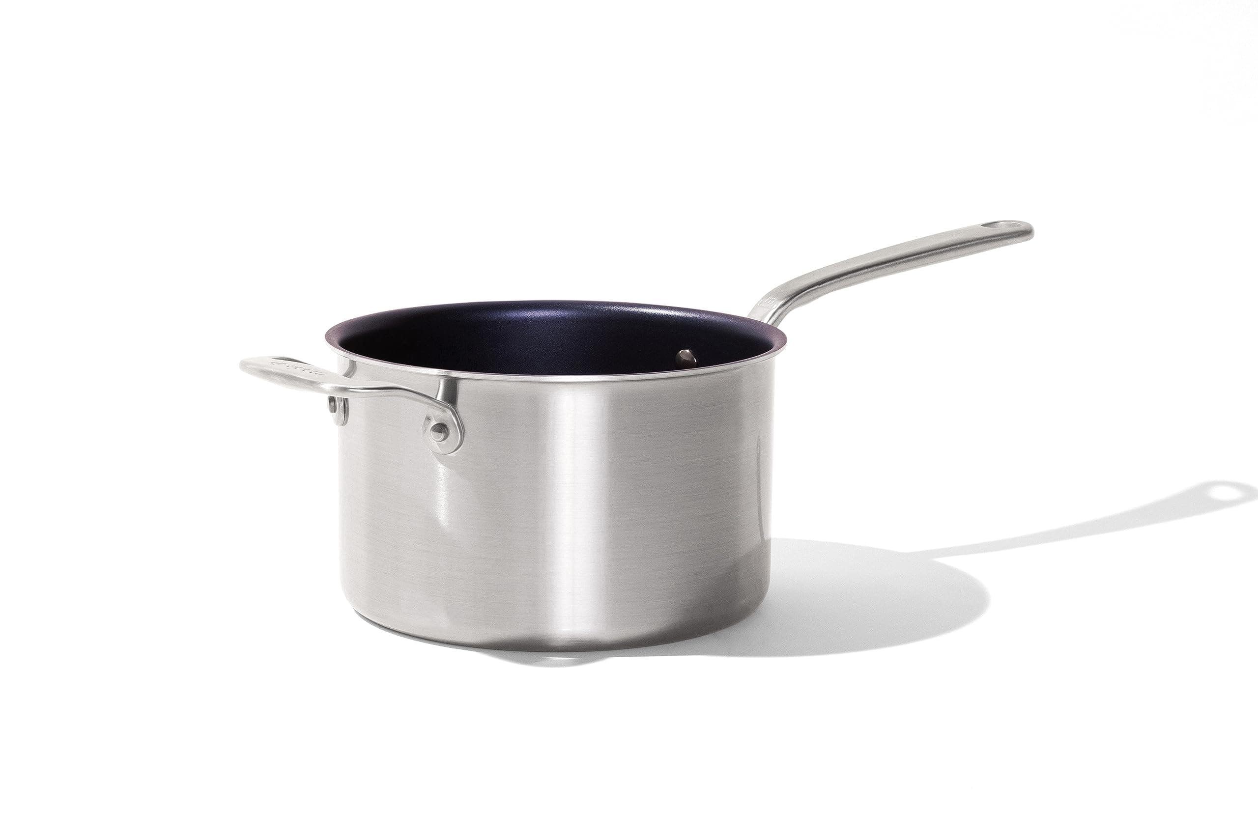 Made In Cookware - ProCoat 4 Quart Non Stick Sauce Pan Without Lid - Harbour Blue - 5 Ply Stainless Clad Nonstick Saucepan - Professional Cookware - Induction Compatible