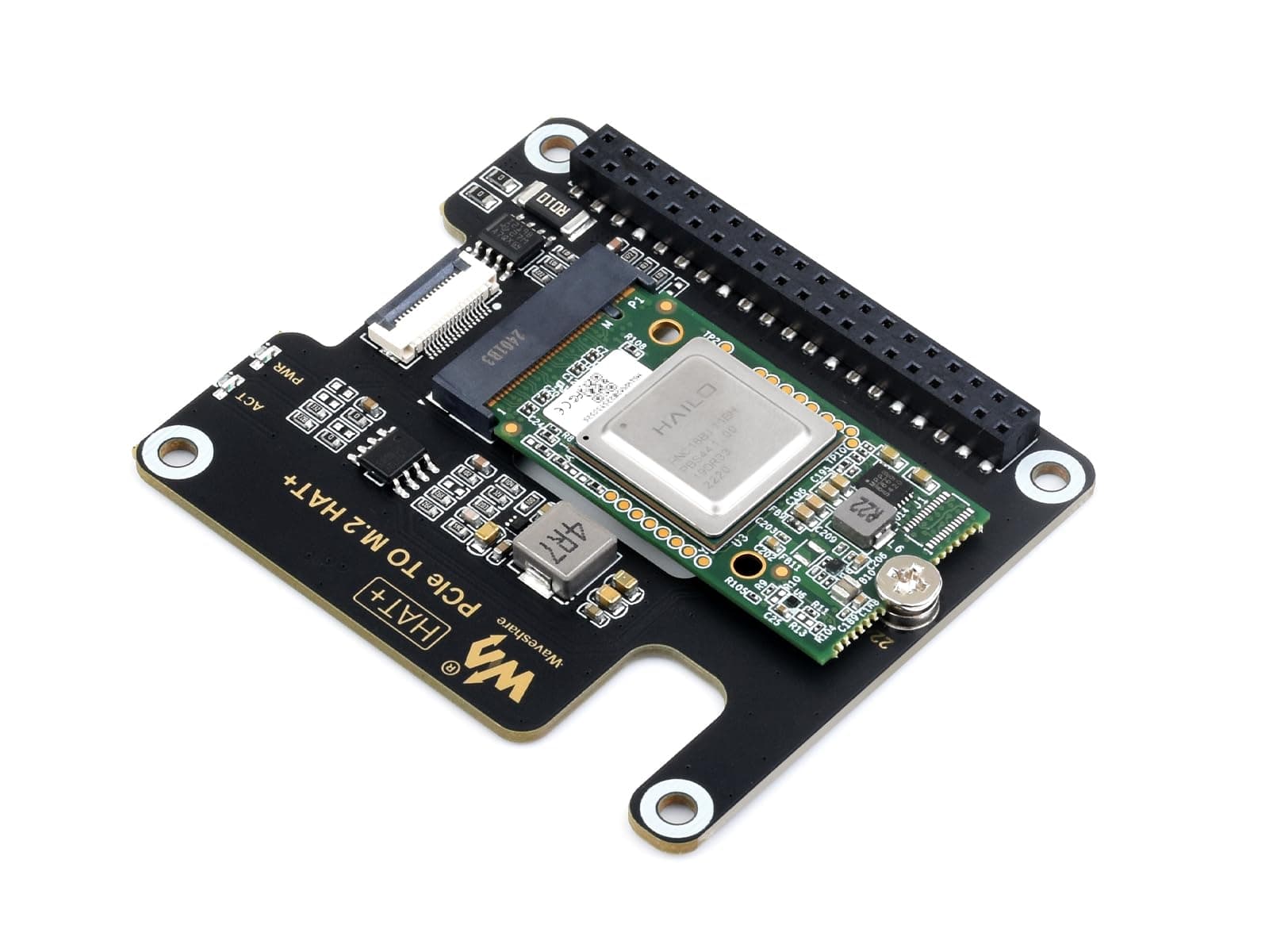Waveshare Hailo-8 M.2 AI Accelerator Module, Compatible with Raspberry Pi 5, Supports Linux/Windows Systems, Based On The 26TOPS Hailo-8 AI Processor, Comes with PCIe to M.2 Adapter Board