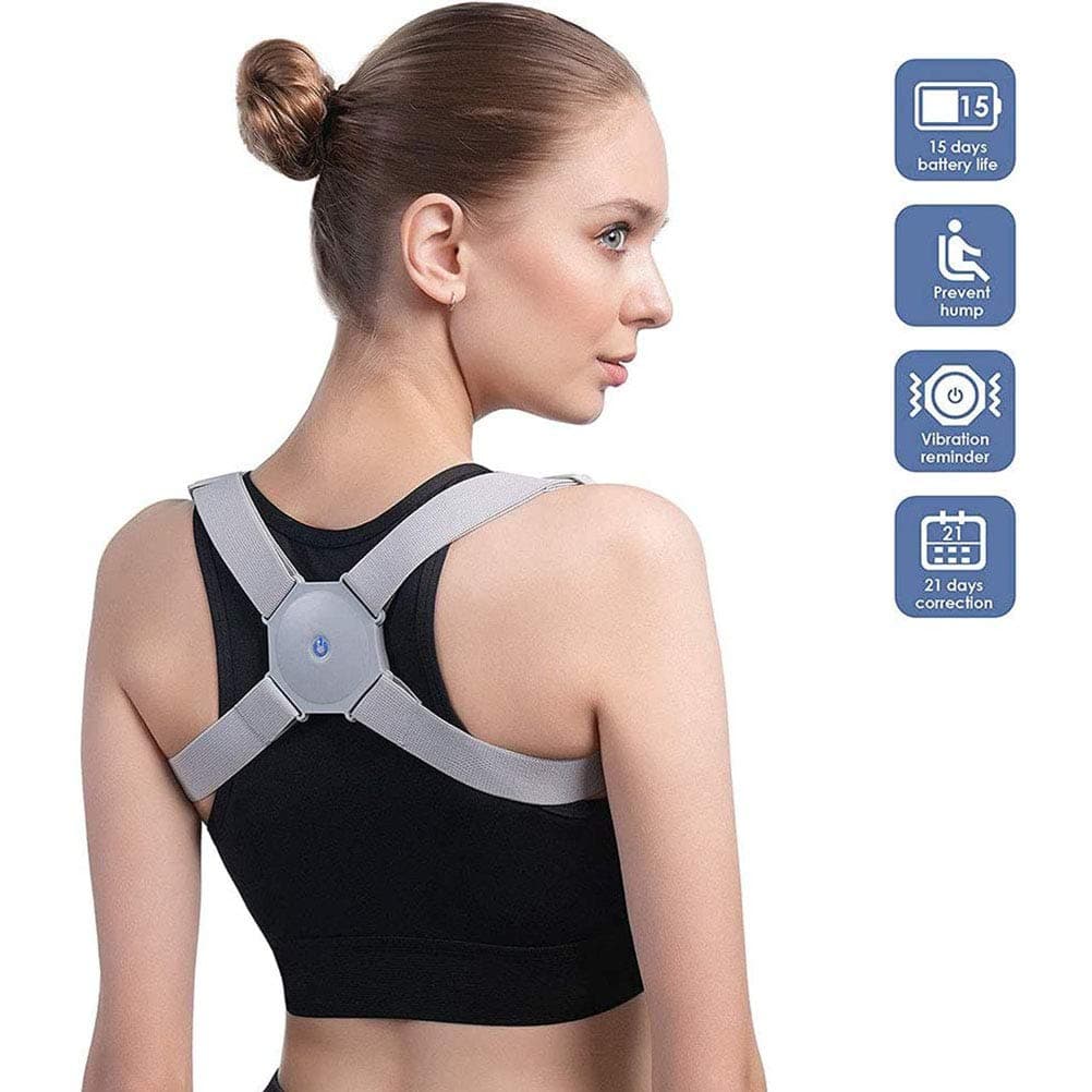 Adjustable Posture Corrector, Intelligent Posture Reminder with Sensor Vibration Adjustable Upper Back Brace Support Prevent Humpback, for Men Women and Kids