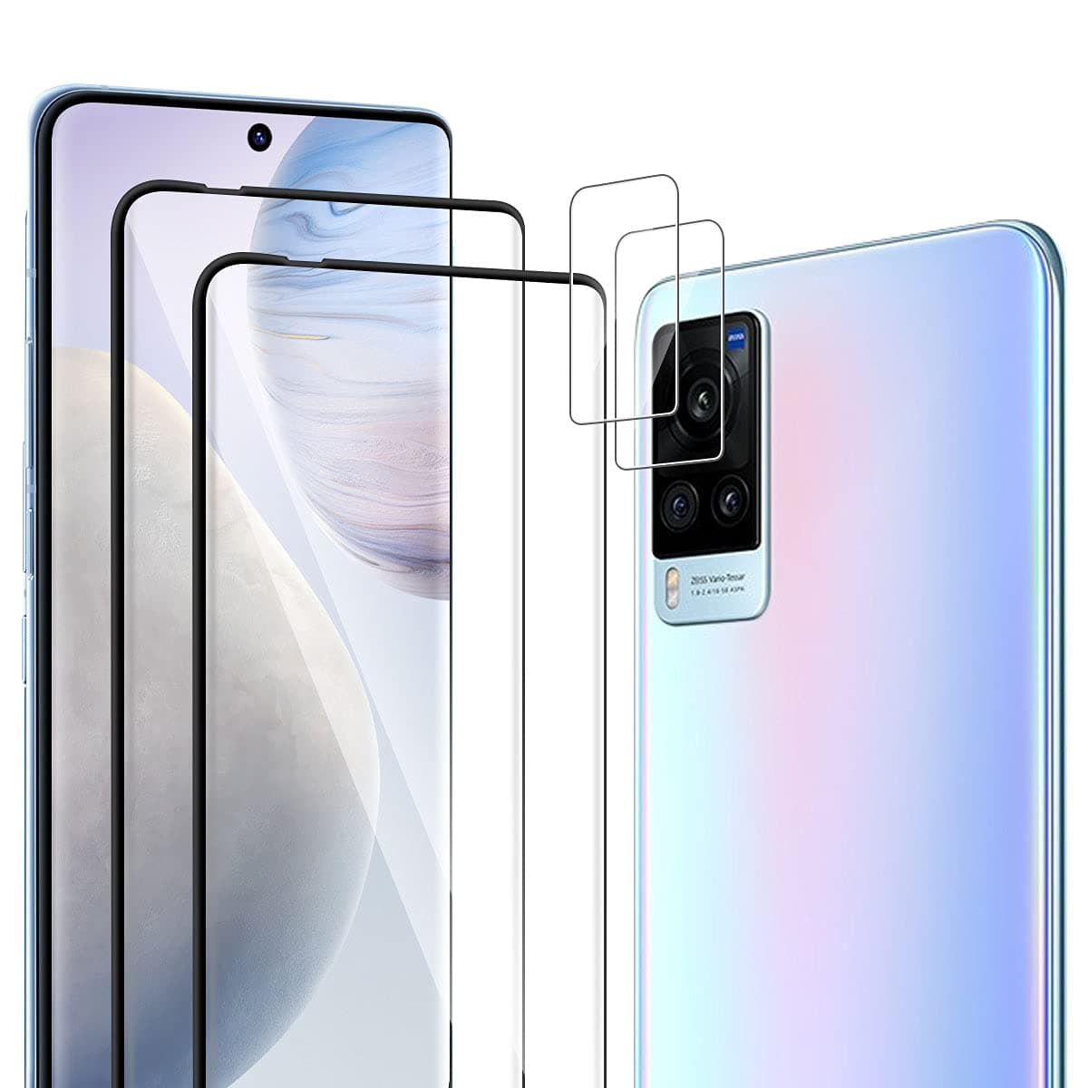 ELYCO Compatible with Vivo X60 Pro 5G Screen Protector 2+ 2 Pack Tempered Glass & Camera Lens Protector, 9H Hardness HD Clear Bubble-Free Anti-Scratch Screen and Lens Protective Film