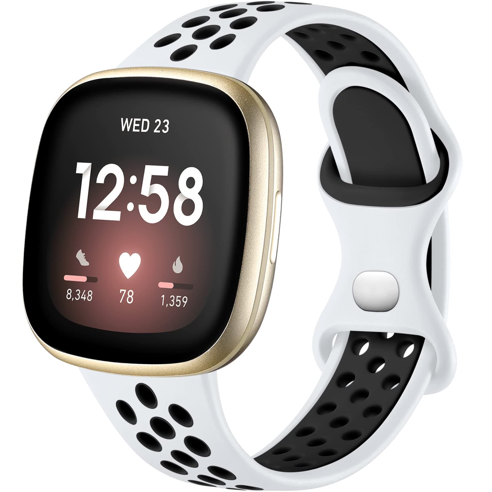 Upeak Sport Band Compatible with Fitbit Versa 3/4 Strap/Sense 2, Breathable Silicone Replacement Wristband for Women Men, Small Large