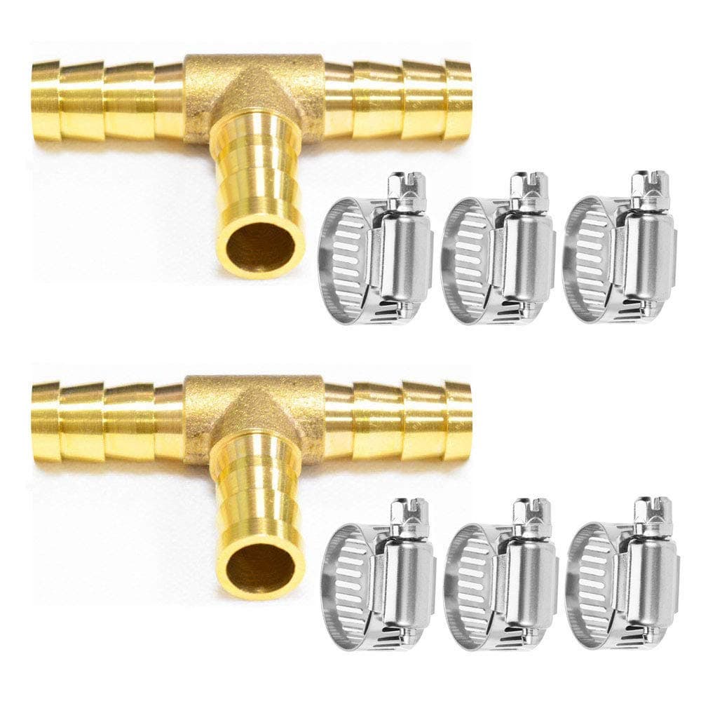 Da by 2 pcs 3/8" ID Brass Hose Barb Fittings,6 pcs Stainless Steel Pipe Clamps