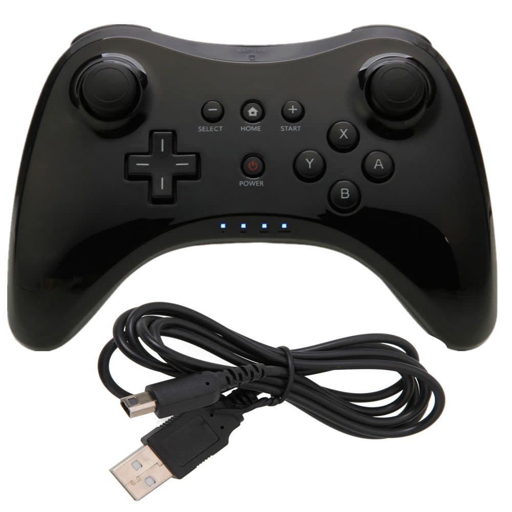Wii U Pro Controller,Wireless Rechargeable Bluetooth Controller Gamepad for Nintendo Wii U Pro-Black)