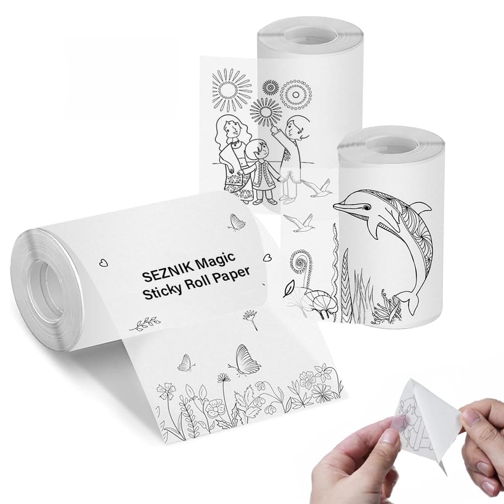 Seznik Magic Paper Translucent Self-Adhesive Thermal Paper Rolls | Continuous 57mm Width, 2-inch | Compatible with Most Mini Printers (Pack of 3 Rolls)