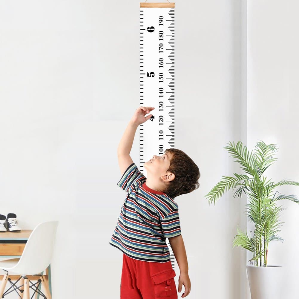 Wall Hanging Growth Chart, Wood Frame Height Measure Ruler Removable for Baby, Kids and Children Bedroom Nursery Room Decoration 7.9''x79'' (200*20cm)