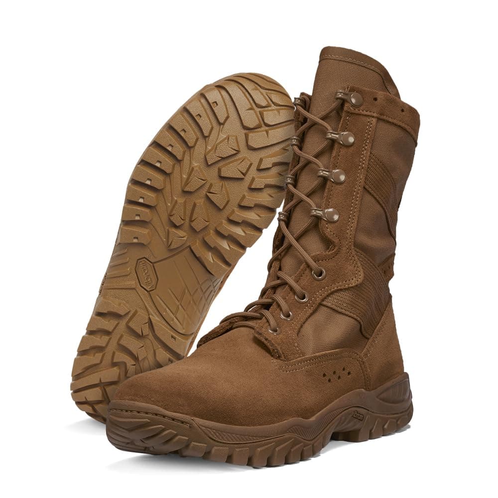Belleville Flyweight C320 Tactical Boot - Lightweight Tactical Boots for Men - Ventilated Desert Design - Full-Grain Cattlehide Leather - Vibram Incisor Outsole - Shock Absorbing Midsole