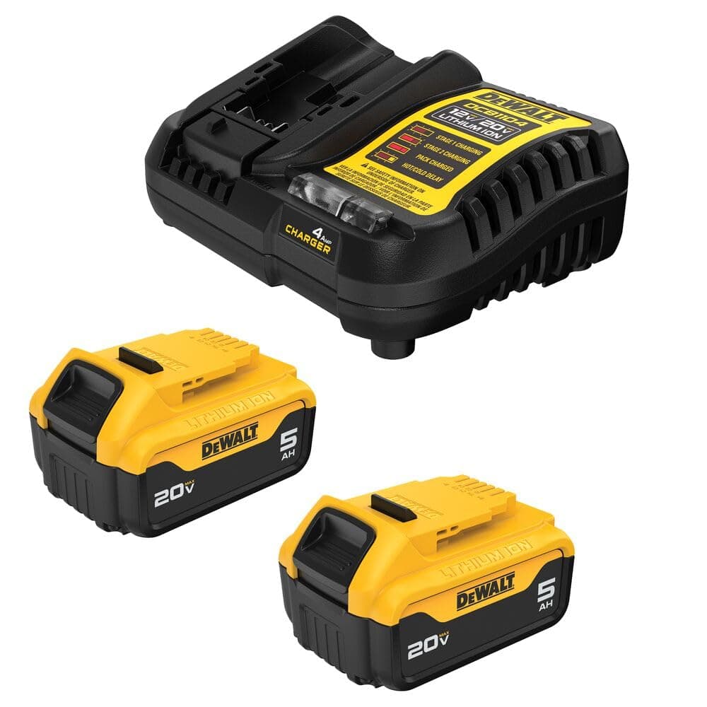 DEWALT 20V MAX XR 5.0 Ah Battery 2-Pack with Charger Starter Kit (DCB205-2C)
