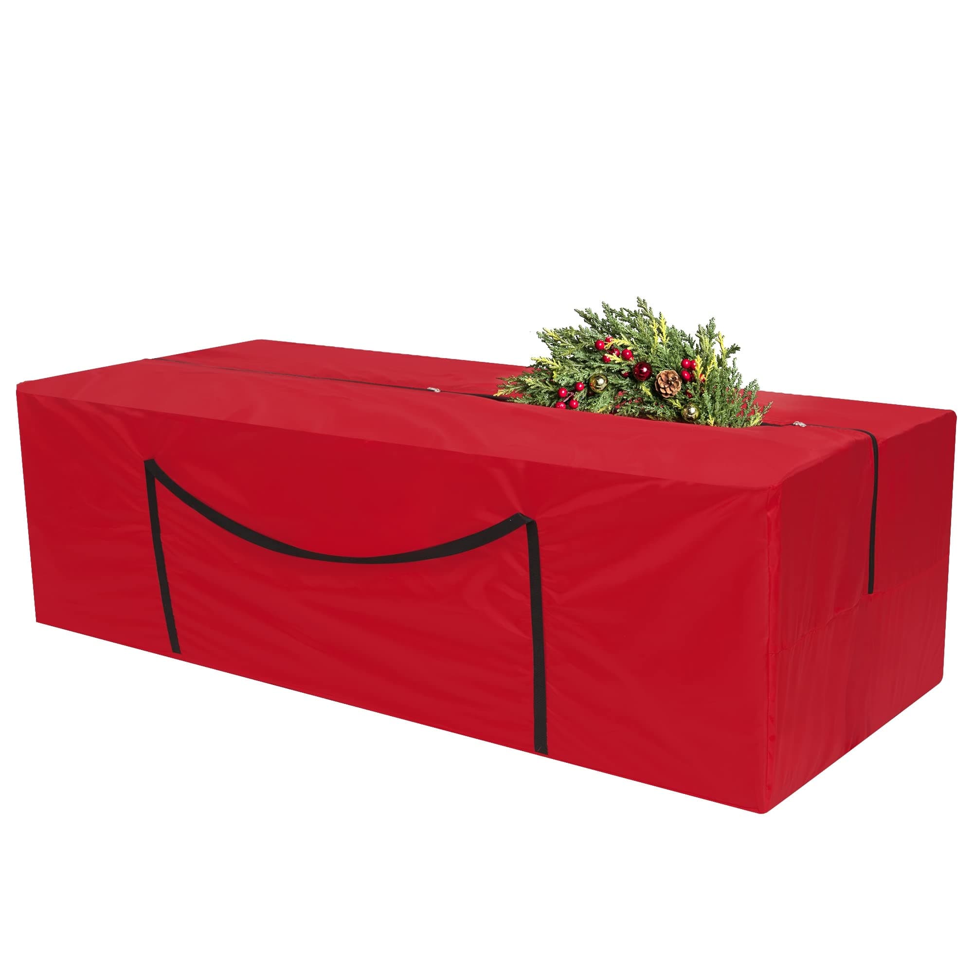 Christmas Tree Storage Bag, Red Heavy Duty Xmas Tree Storage Bag Fits Up to 7.5 FT Tall Disassembled Trees, Christmas Storage Container Bag with Handles