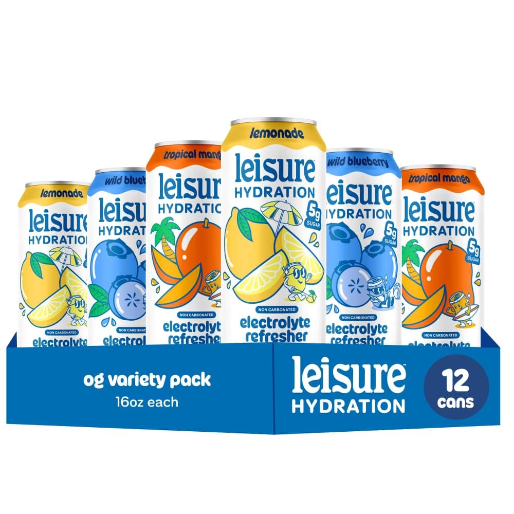 - Hydration Non-Carbonated Electrolyte Refresher, Variety Pack - Low Sugar Nutrient Enhanced Water Beverage - Get The Best Hydration Packed w/ Magnesium & Ashwagandha For Mood & Stress Support, Non-GMO, 16 oz (12-Cans)