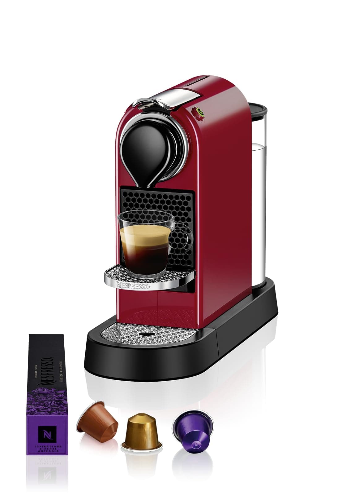 CitiZ Coffee Machine by Nespresso - Cherry Red Design, Sleek Automatic Brewing, UAE Version